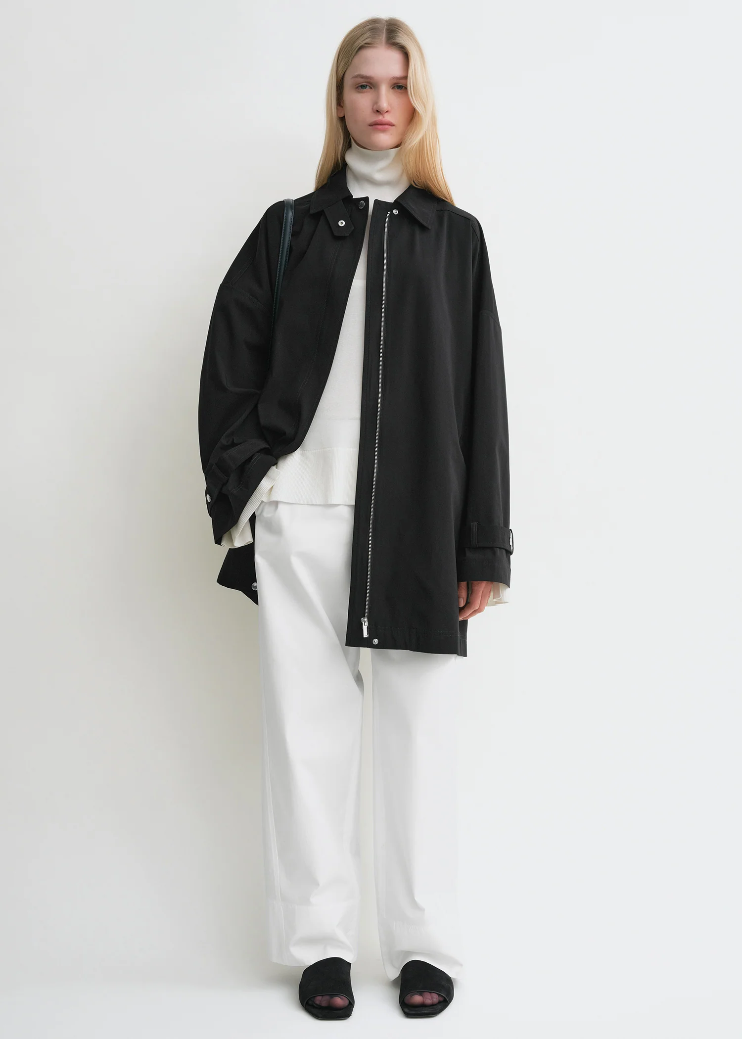 Oversized trench jacket black - Image 2