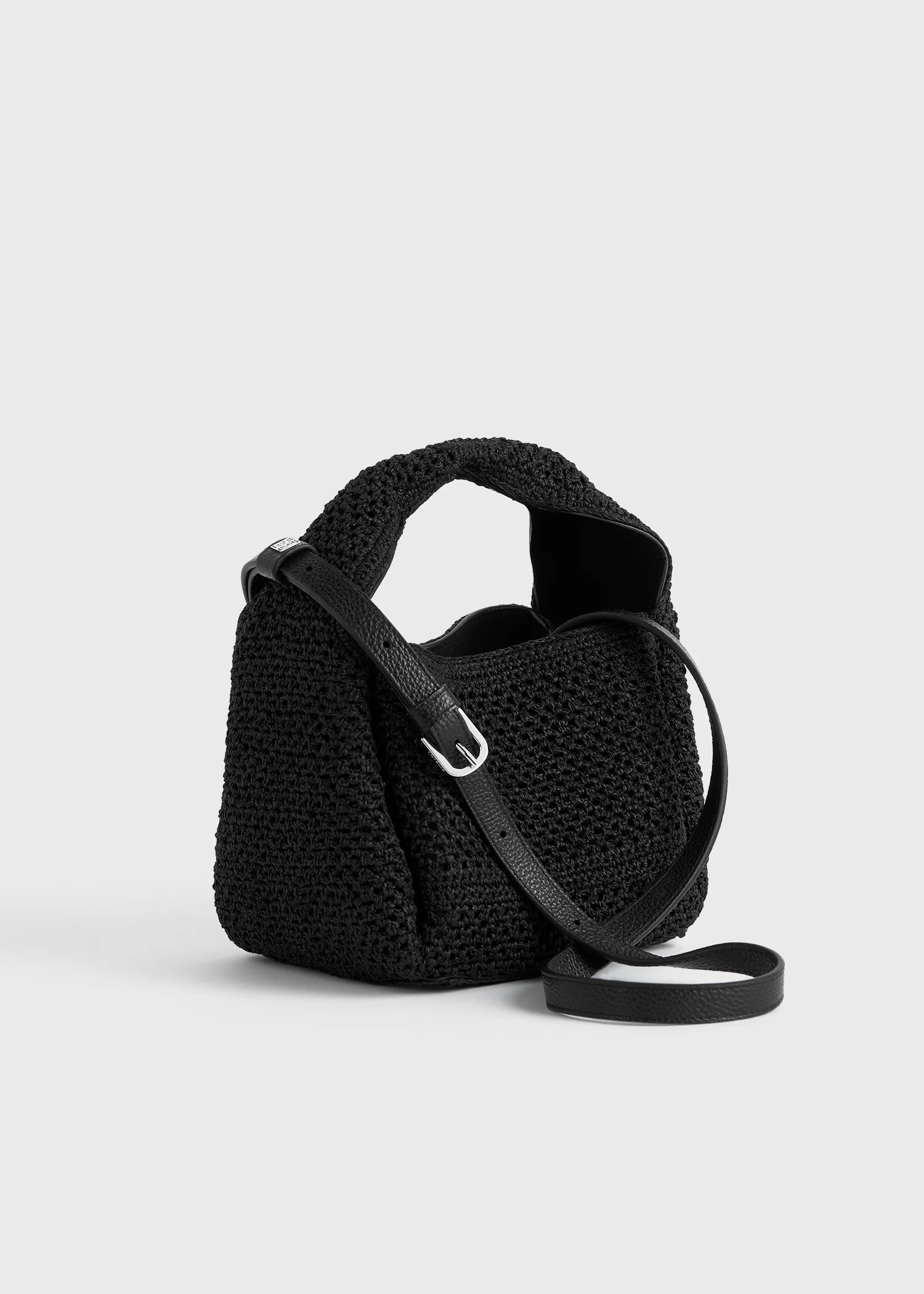 Petite crochet bucket bag black - Image 8