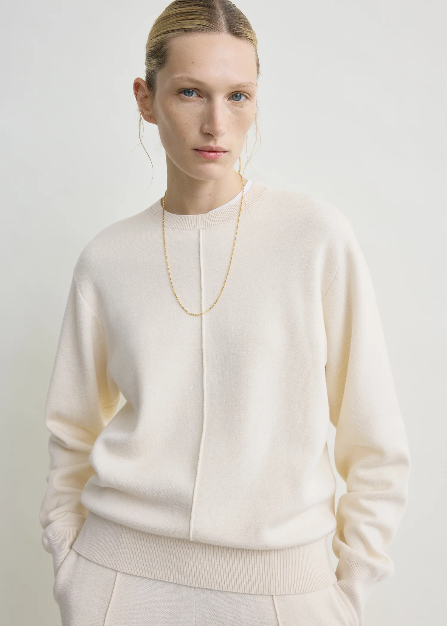 Pintucked sweater ecru - Image 4