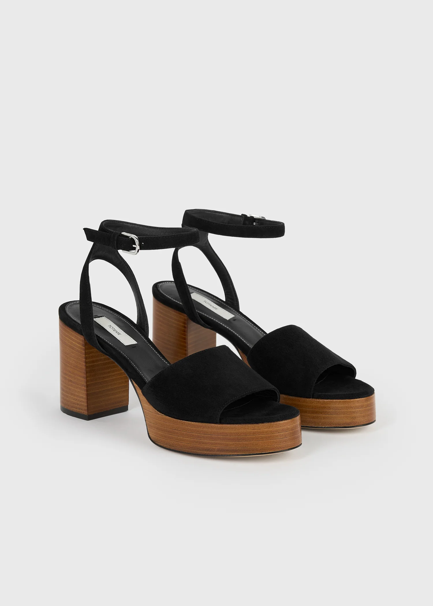 Platform suede sandals black/tan - Image 4