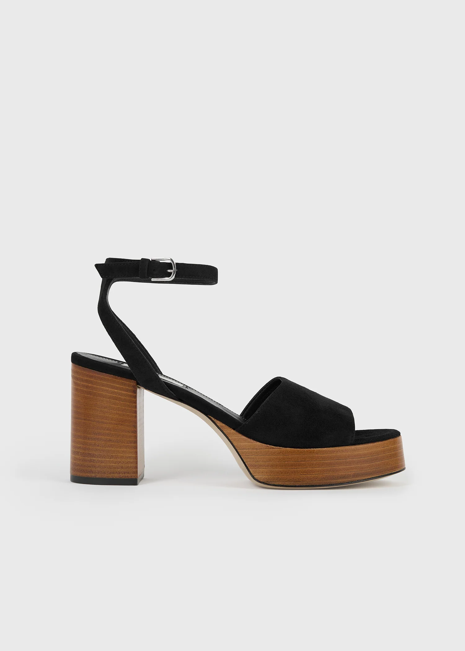 Platform suede sandals black/tan - Image 8