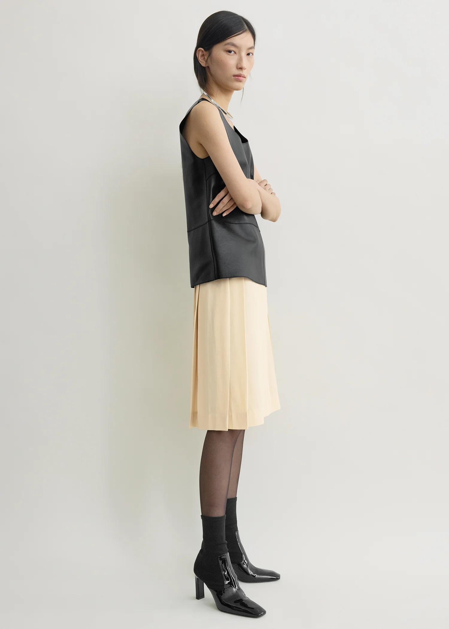 Pleated wrap skirt champagne petite - Image 2