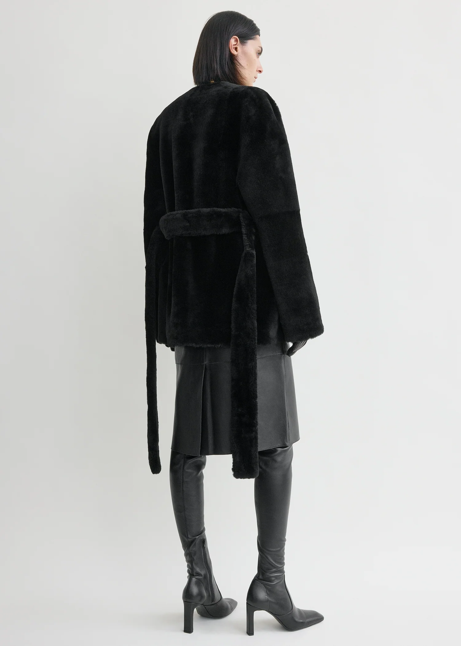 Plush shearling jacket black - Image 3