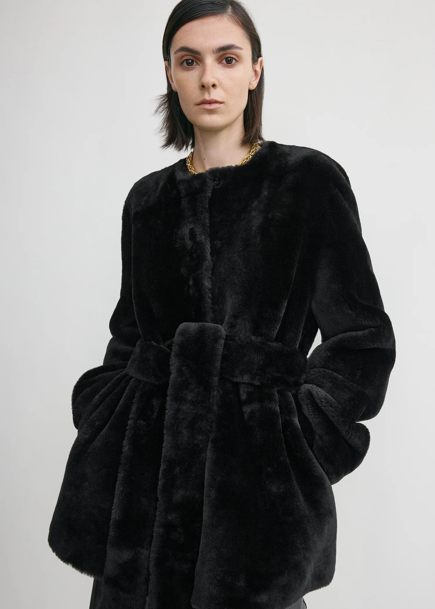 Plush shearling jacket black - Image 4