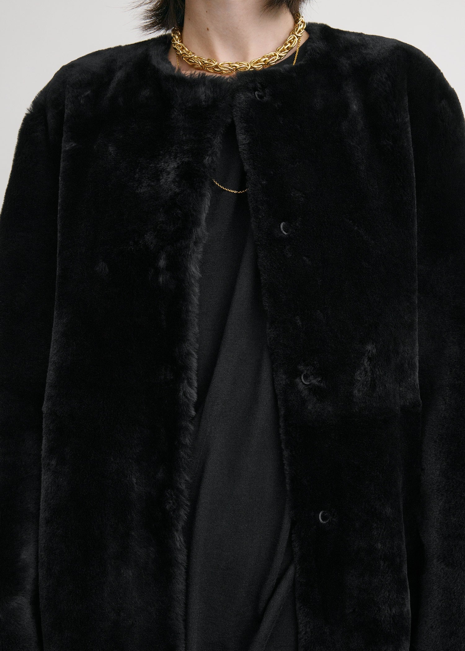 Plush shearling jacket black - Image 5