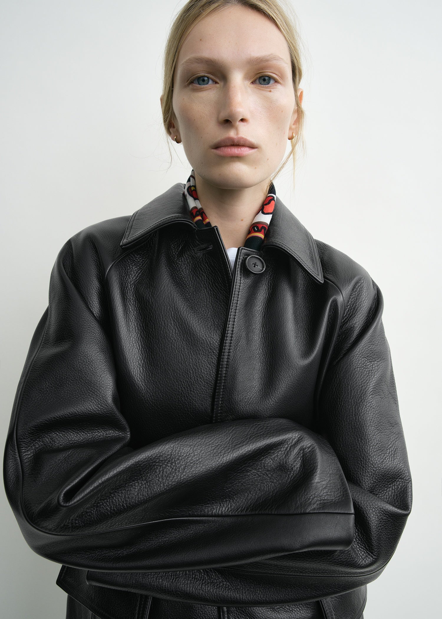Raglan leather coat black petite - Image 3