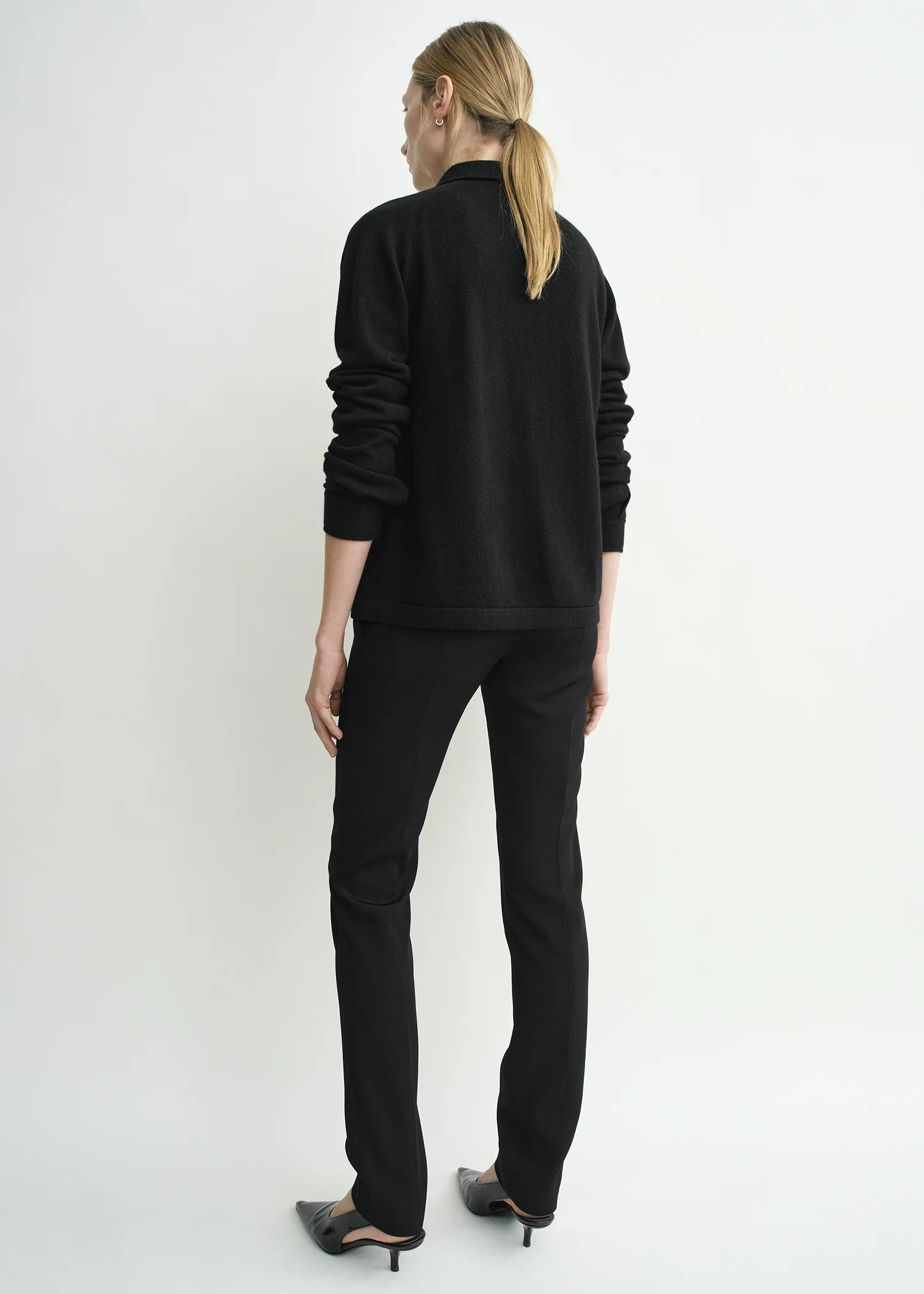 Raglan-sleeve cashmere cardigan black - Image 3
