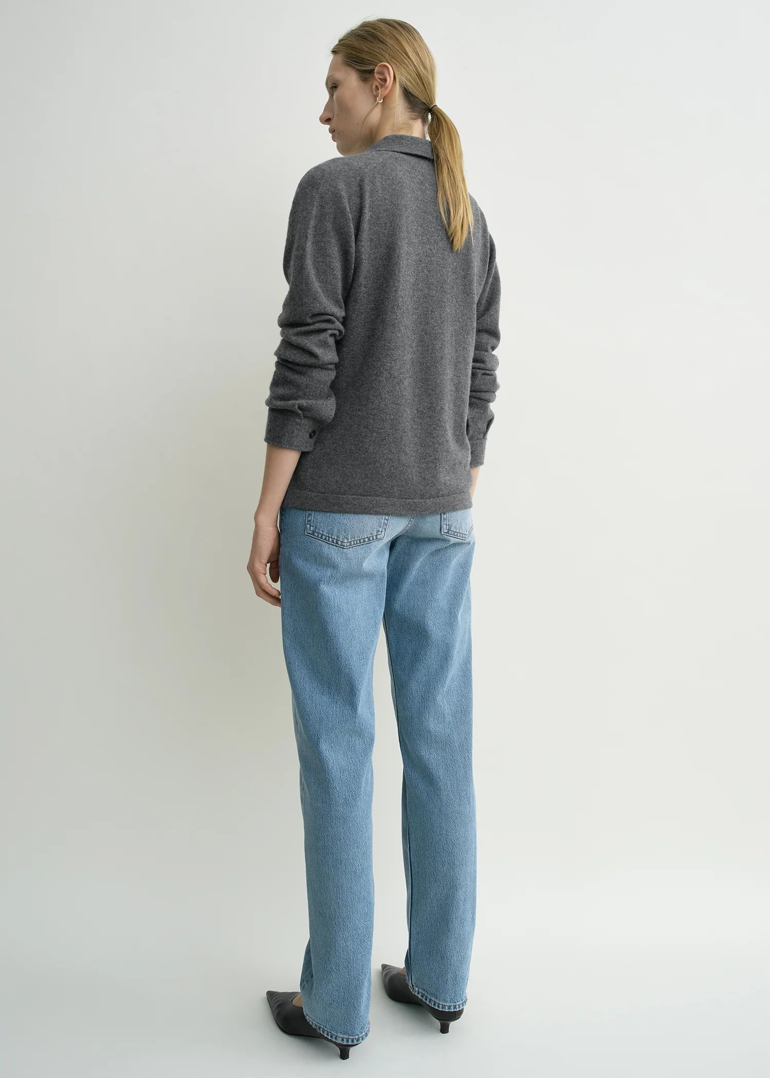 Raglan-sleeve cashmere cardigan dark grey - Image 3
