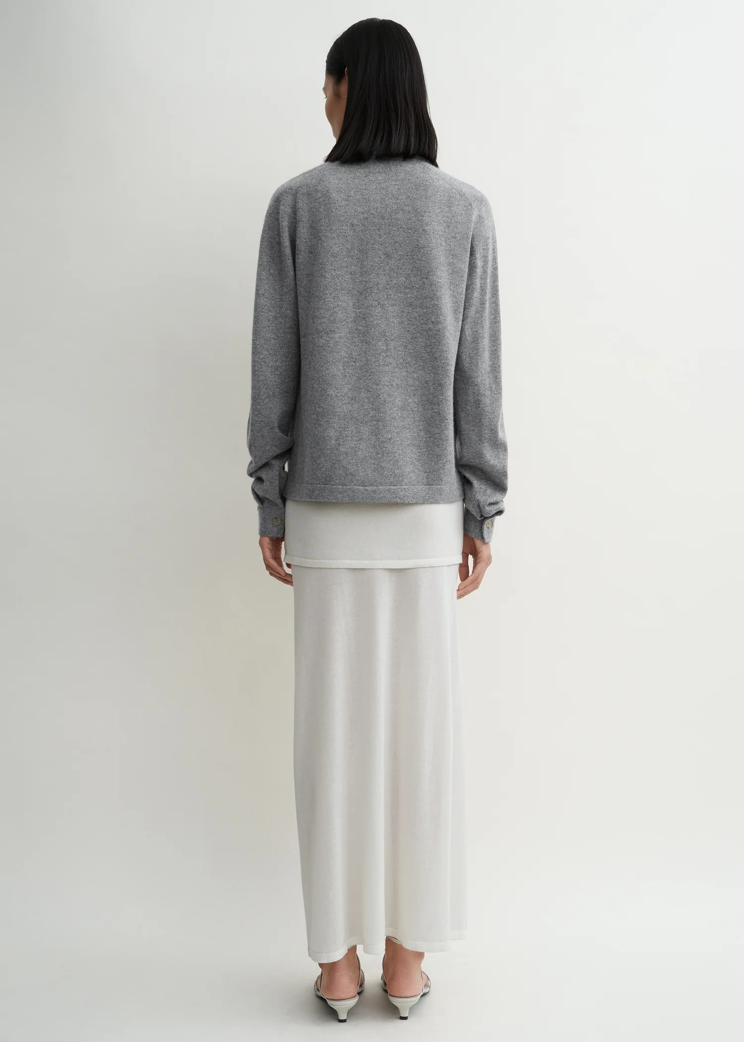 Raglan-sleeve cashmere cardigan grey melange - Image 3