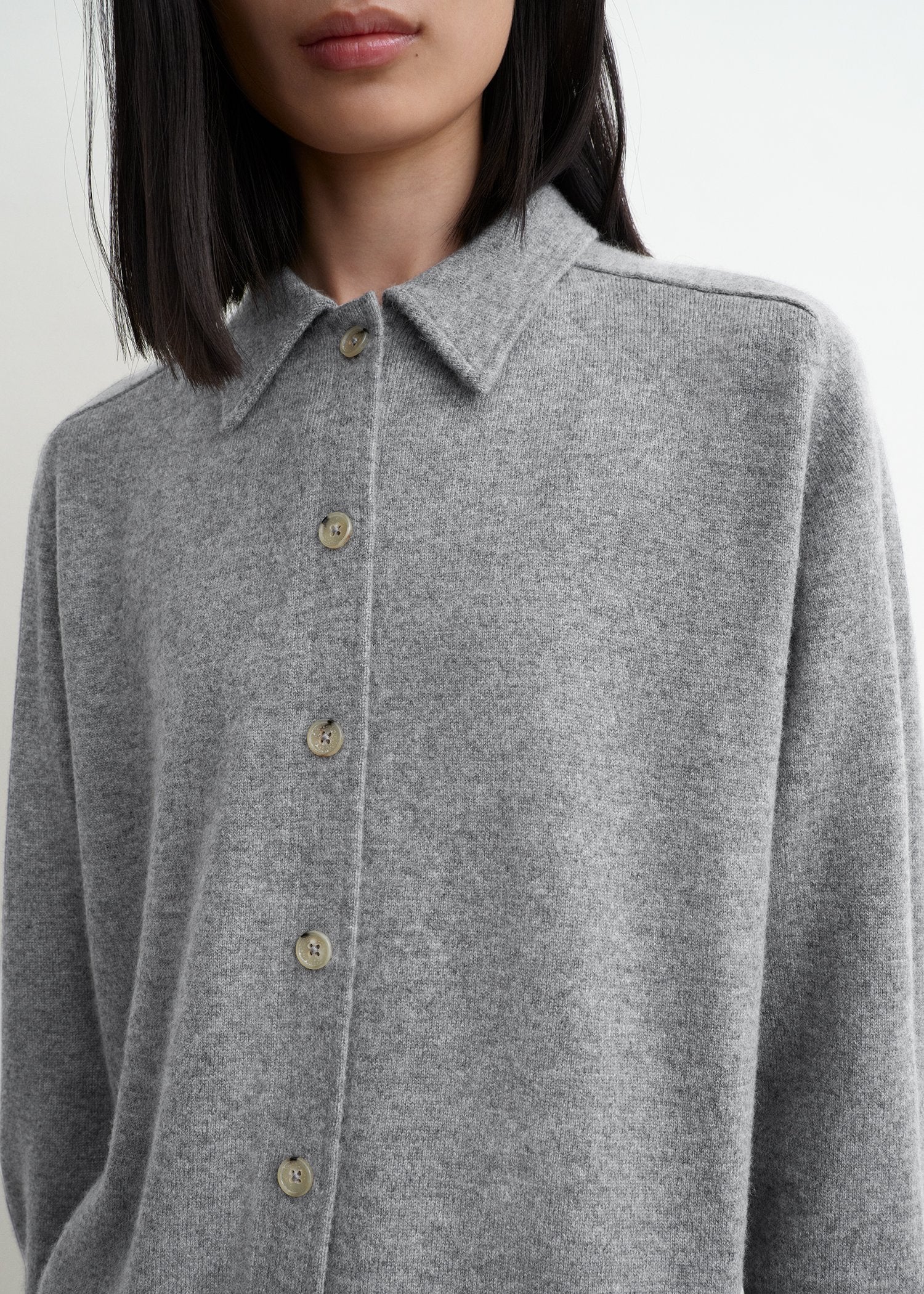 Raglan-sleeve cashmere cardigan grey melange - Image 4