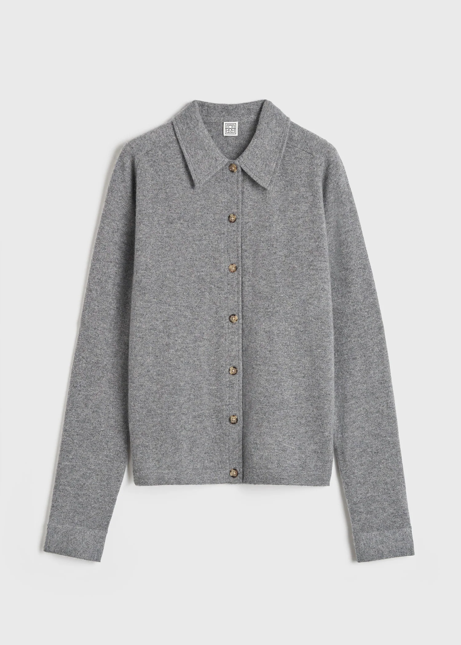 Raglan-sleeve cashmere cardigan grey melange - Image 5