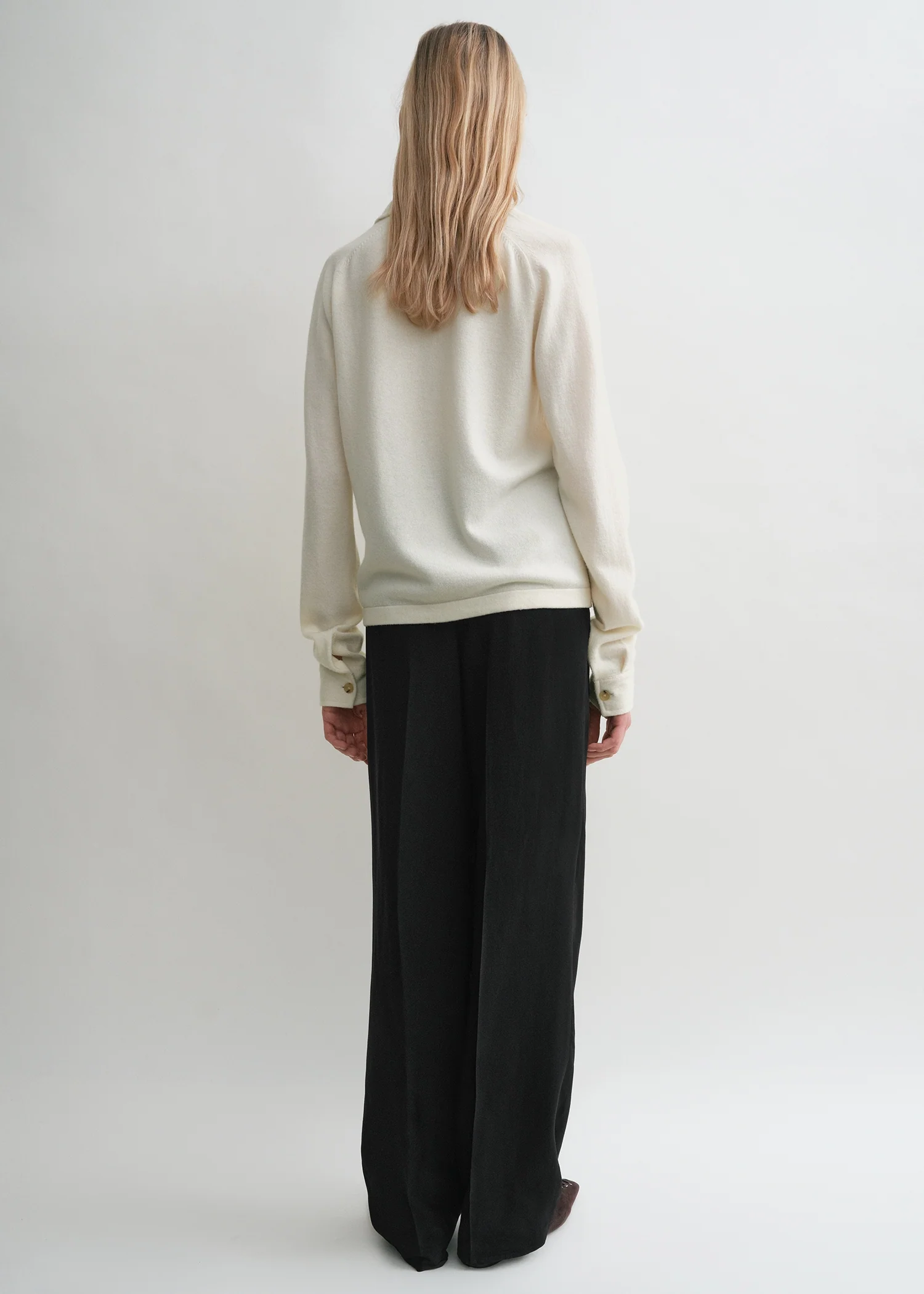 Raglan-sleeve cashmere cardigan talc - Image 3