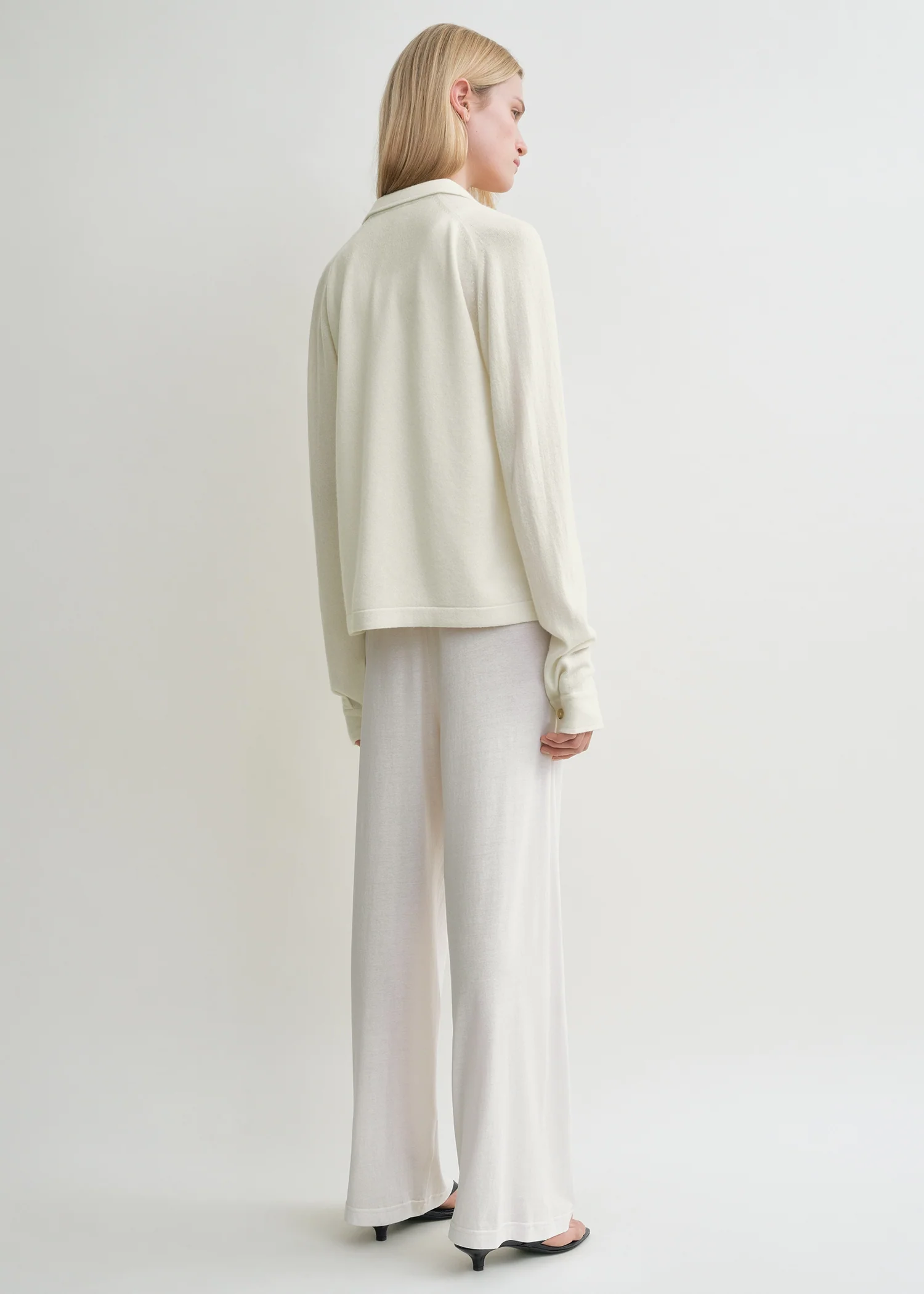 Raglan-sleeve cashmere cardigan white - Image 3