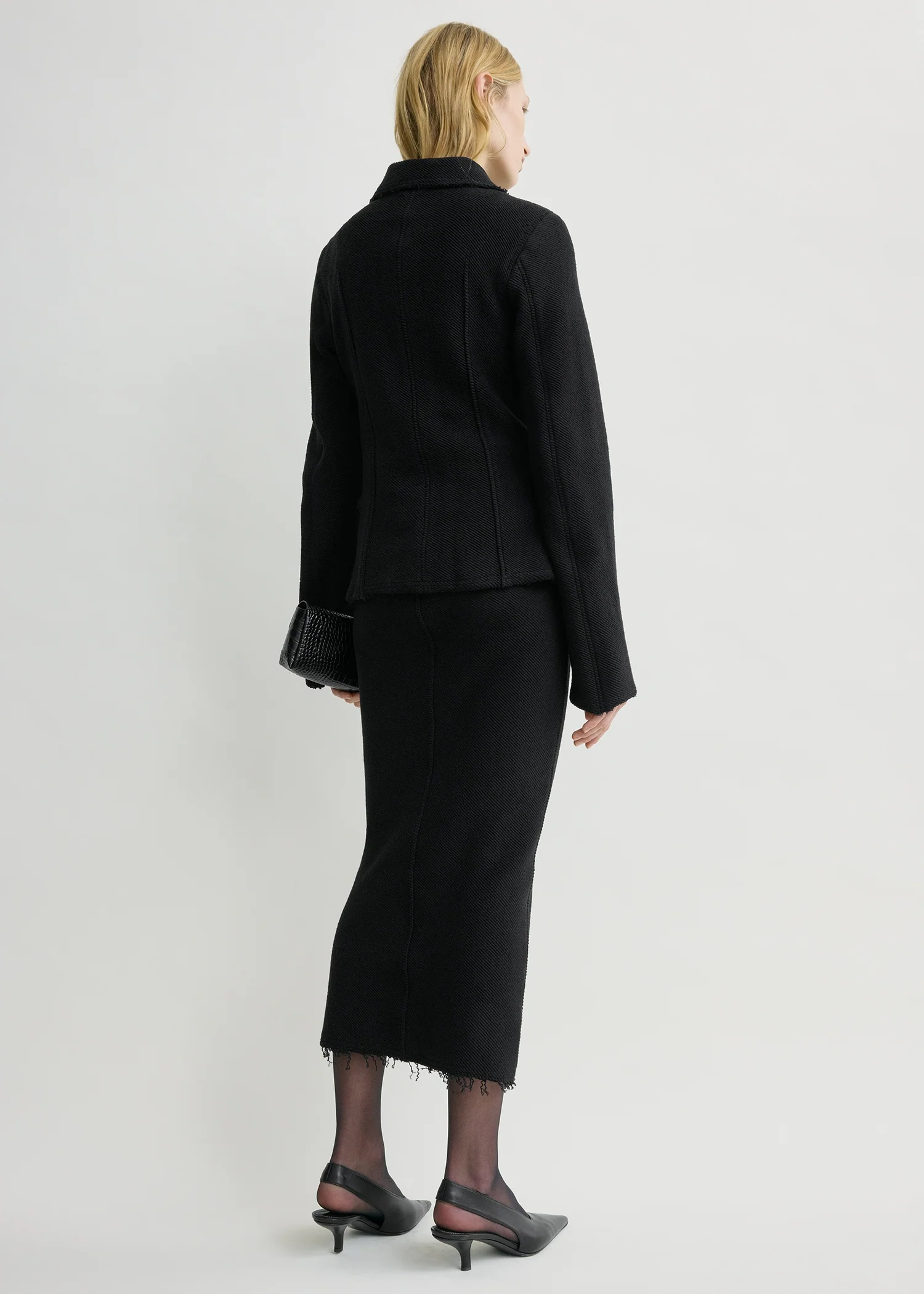 Raw hem cotton jacket black - Image 4
