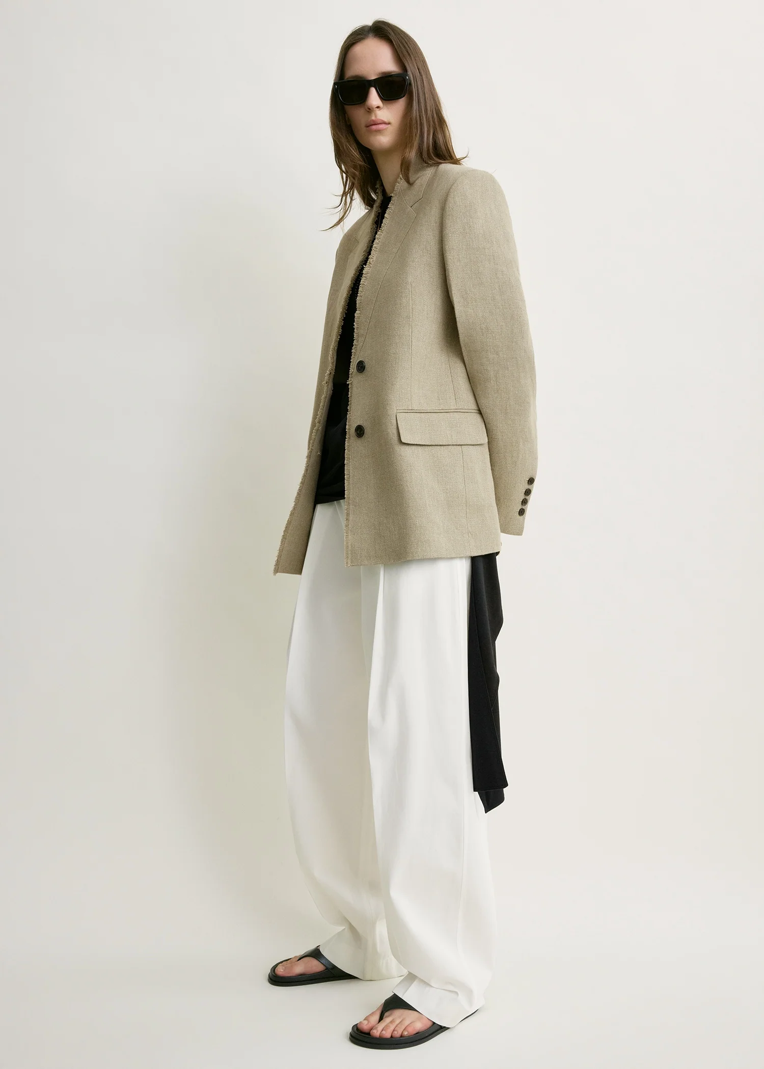 Raw lapel jacket beige - Image 2