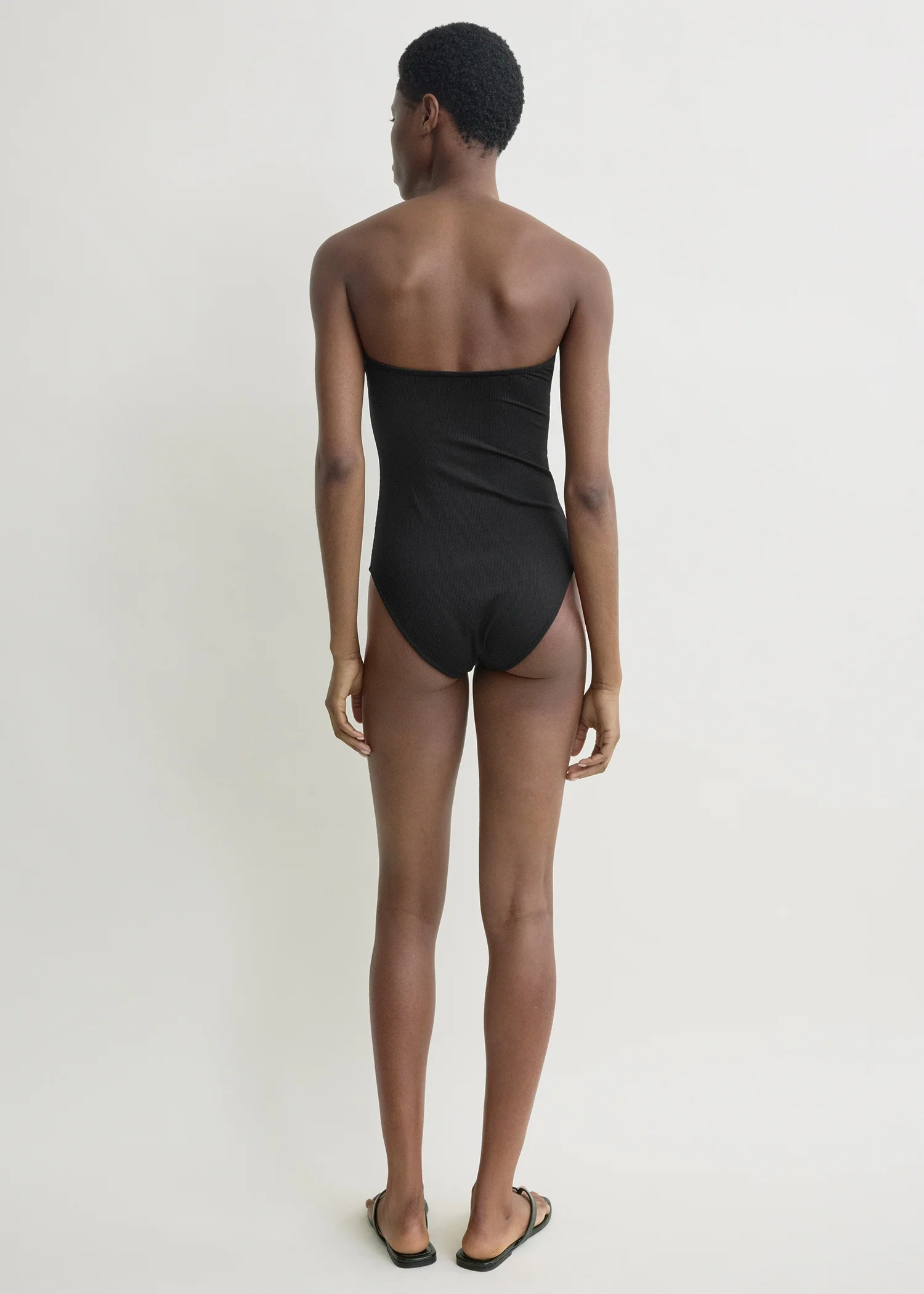 Ribbed strapless swimsuit black - Image 3