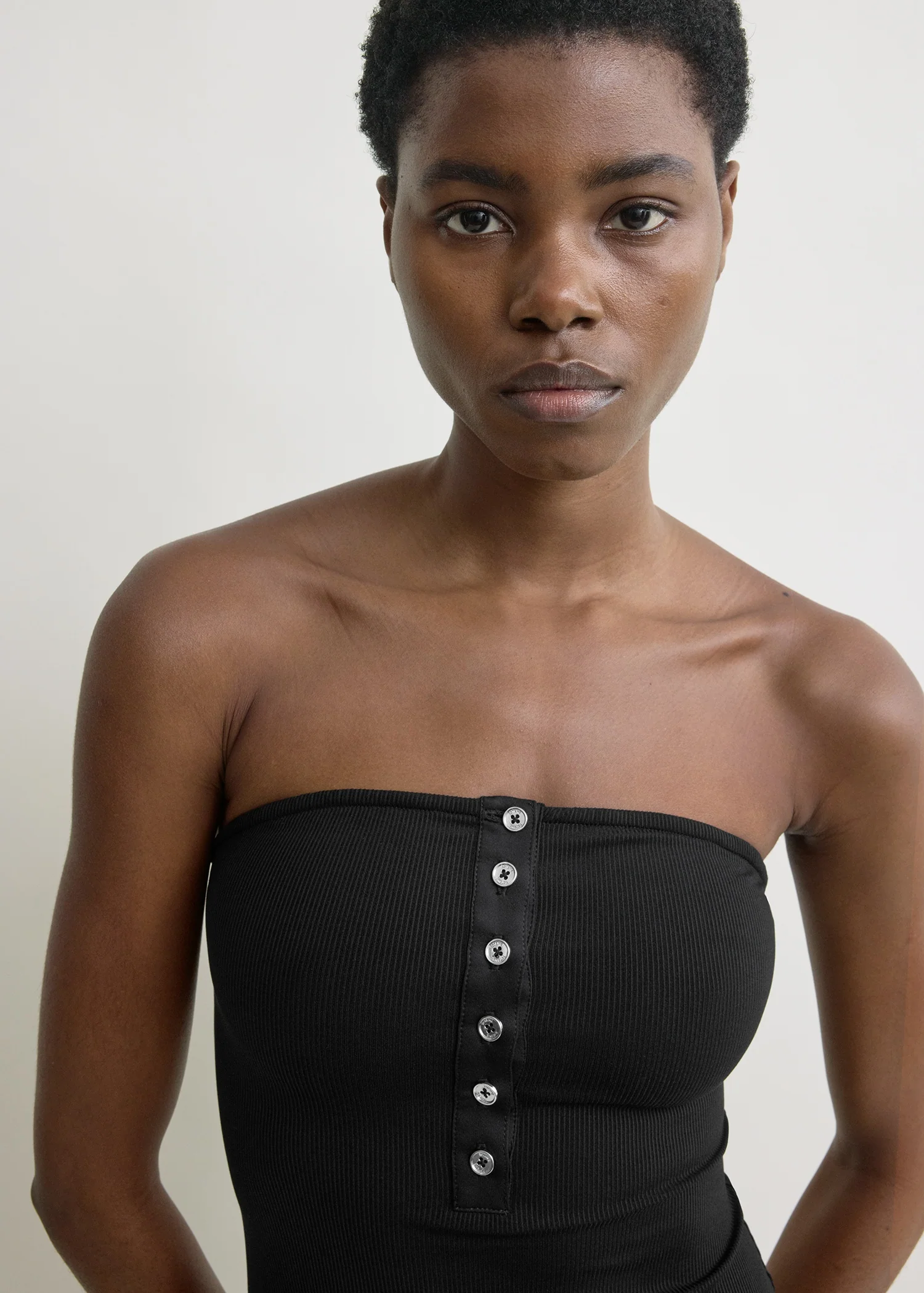 Ribbed strapless swimsuit black - Image 4