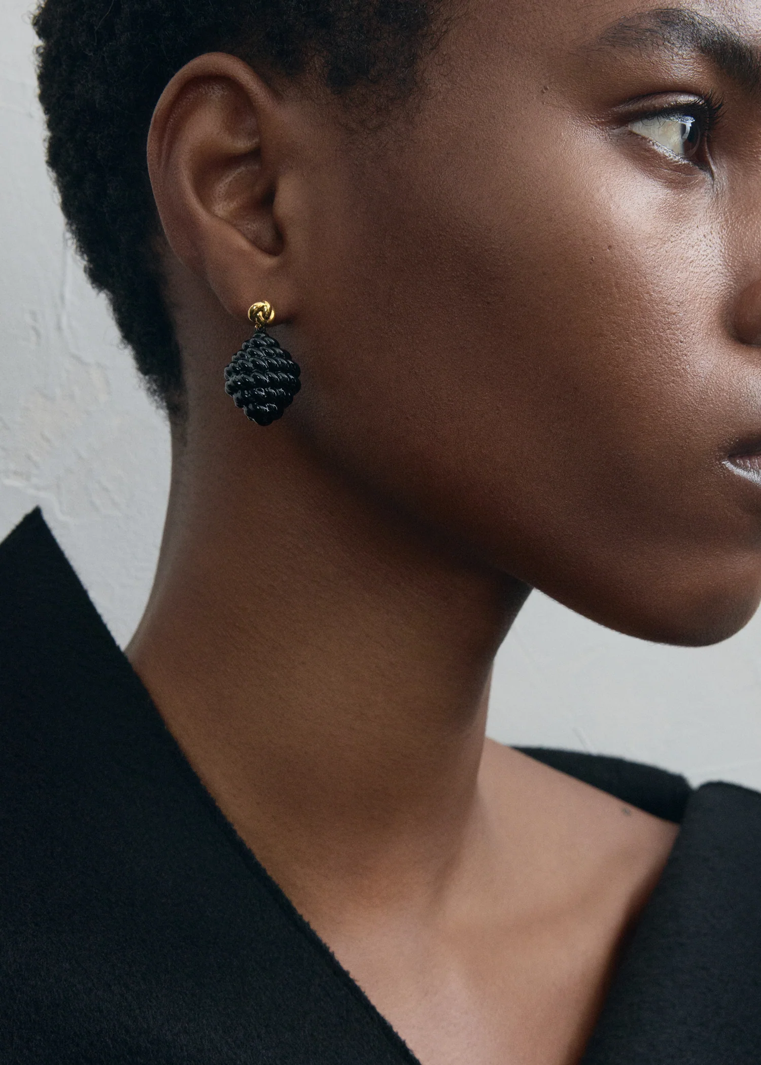 Rope drop earrings black/gold - Image 3