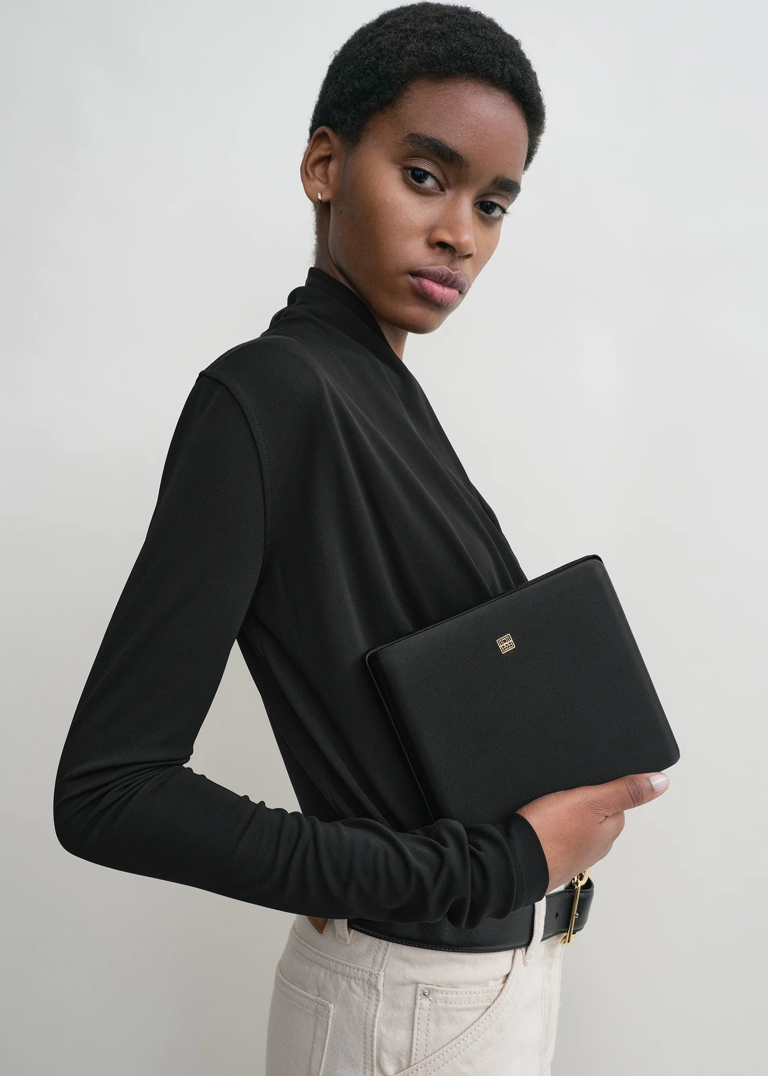 Satin box clutch black - Image 2