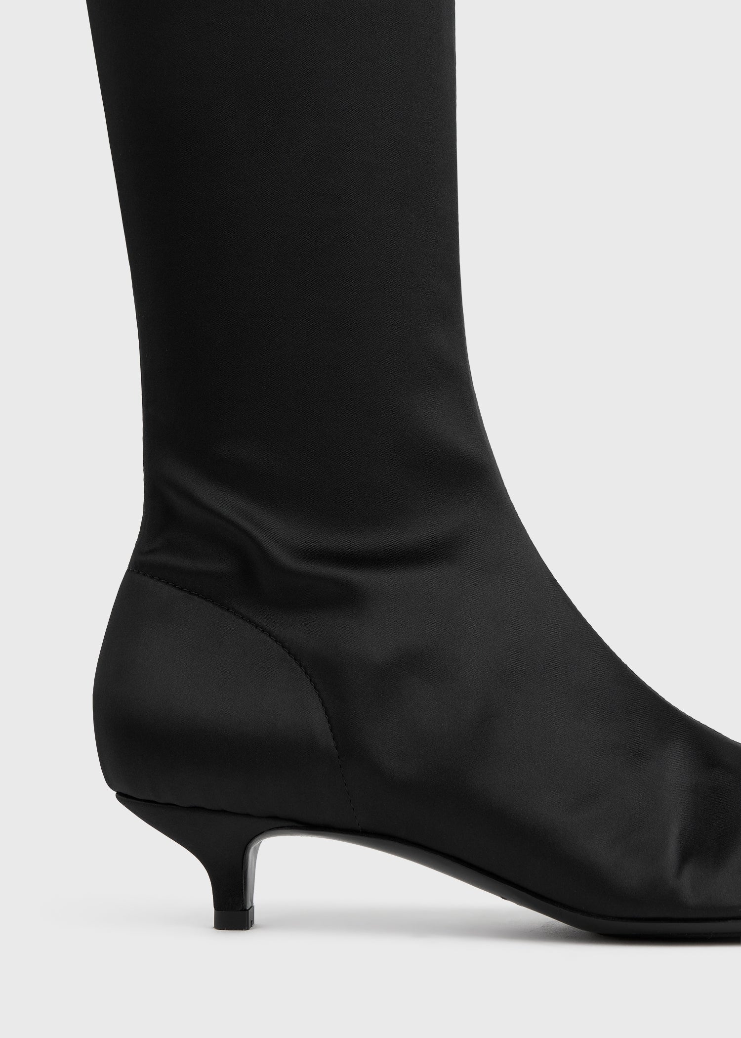 Satin knee-high boots black - Image 5