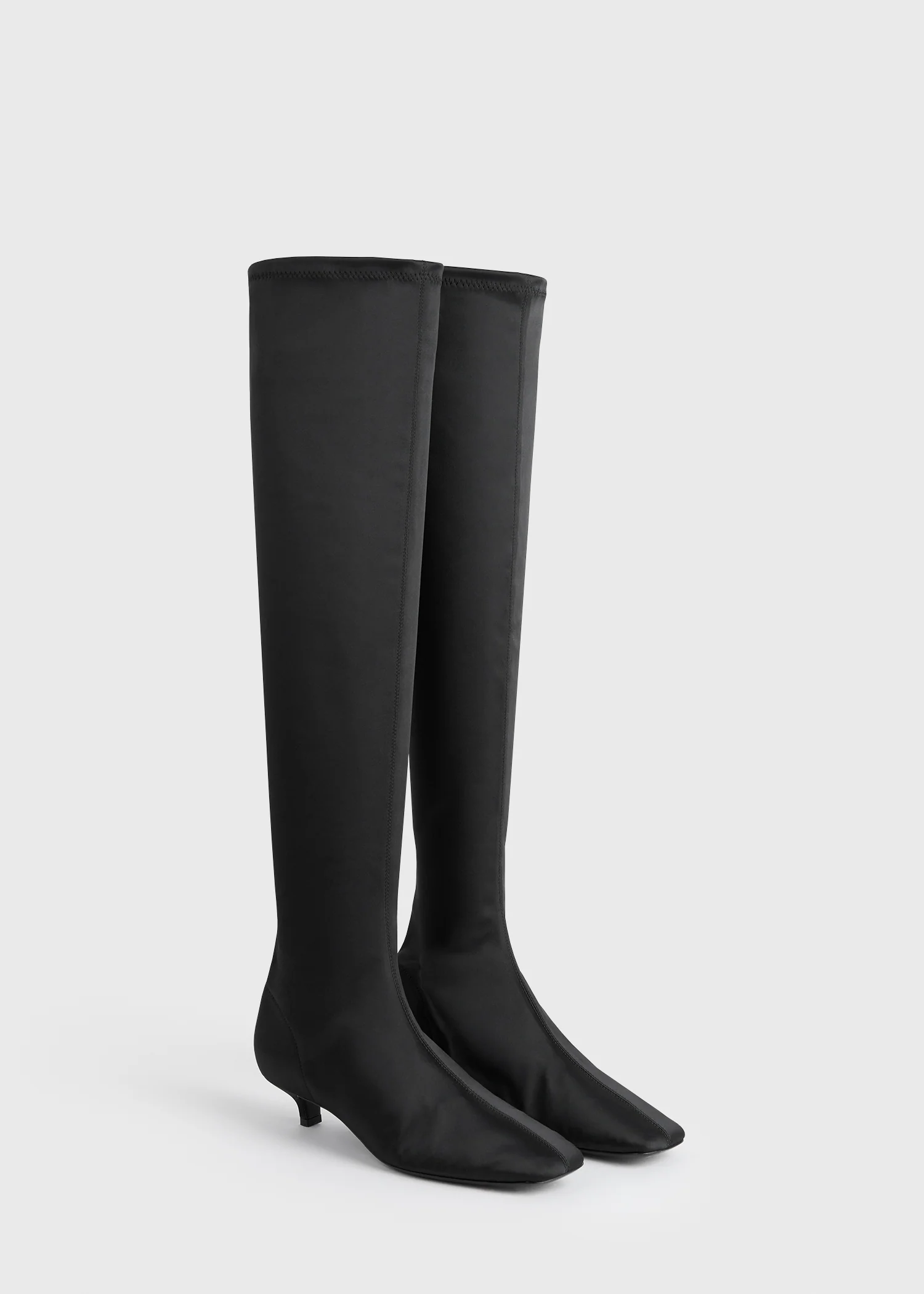 Satin knee-high boots black - Image 7
