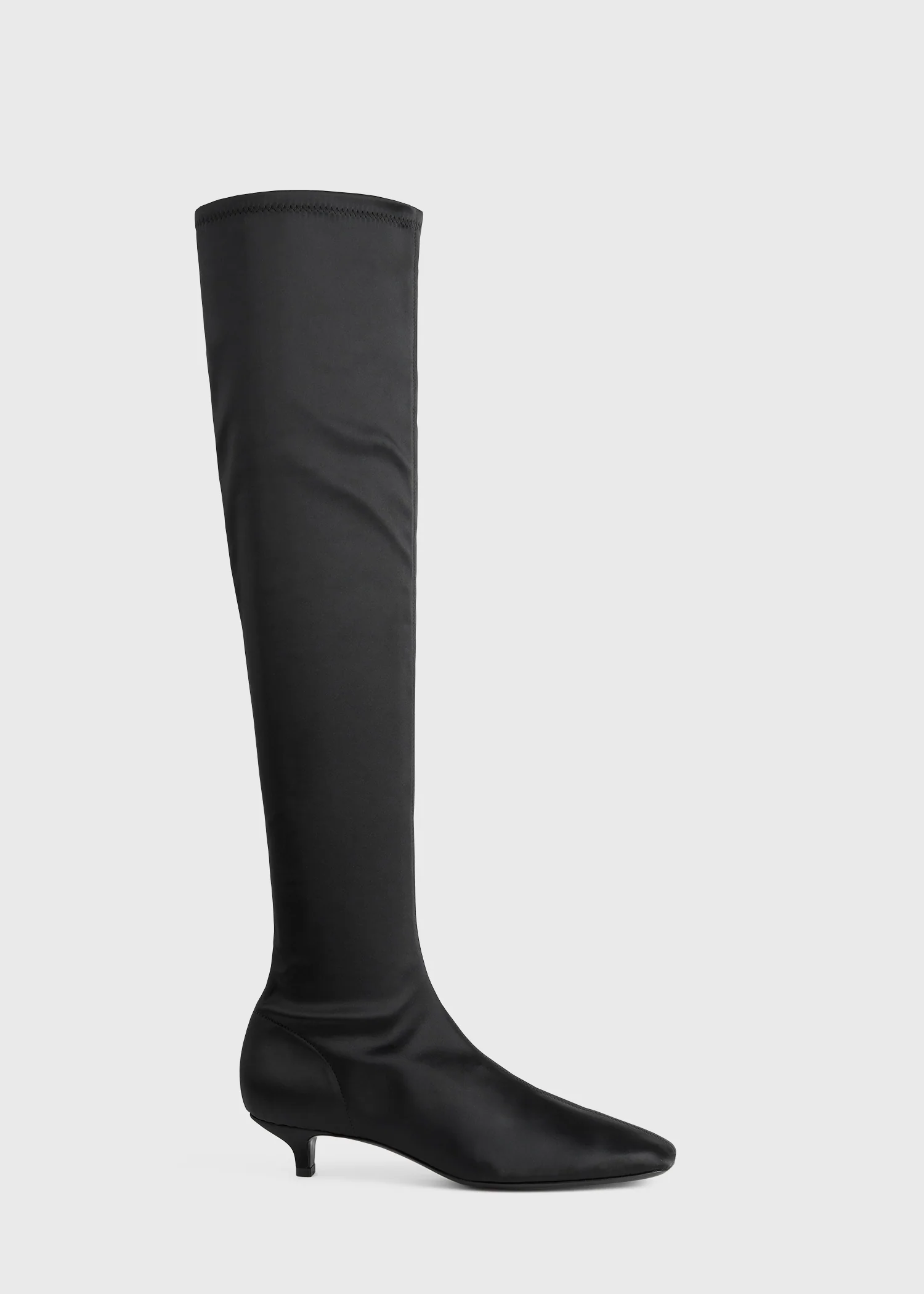 Satin knee-high boots black - Image 8