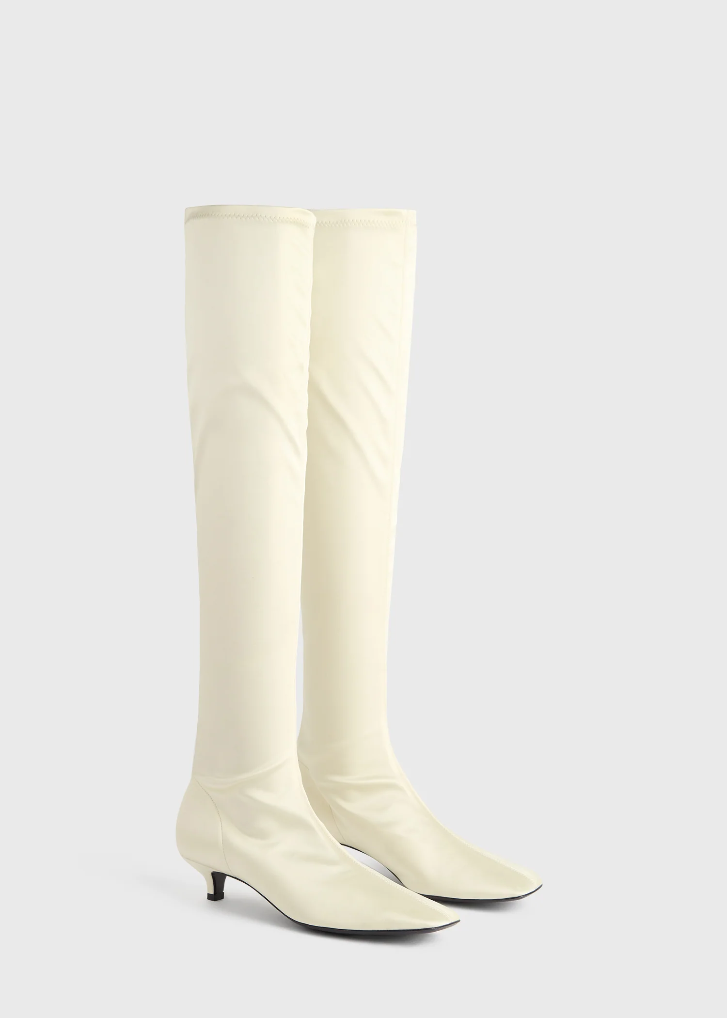Satin knee-high boots milk - Image 7