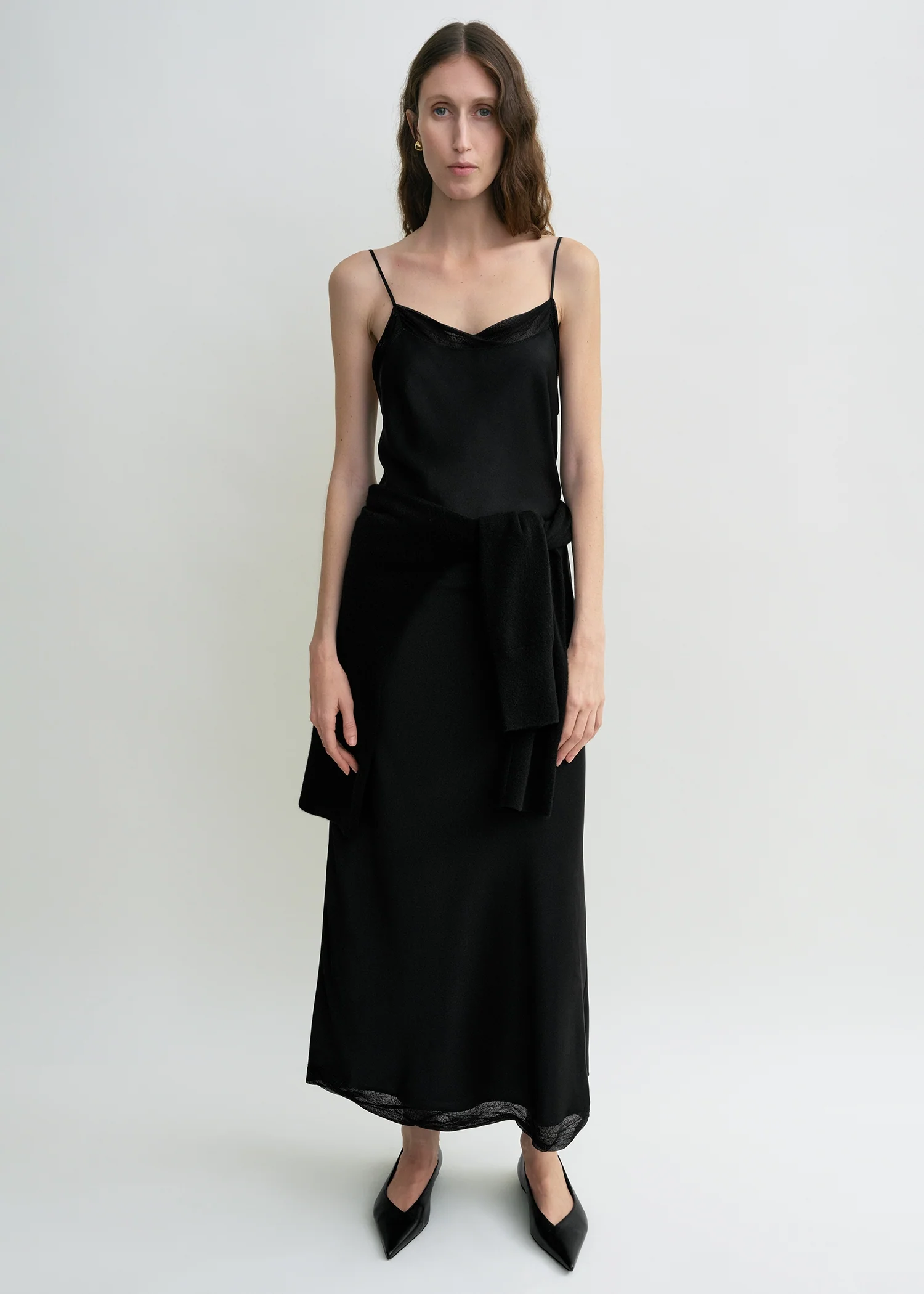 Satin slip dress black petite - Image 3