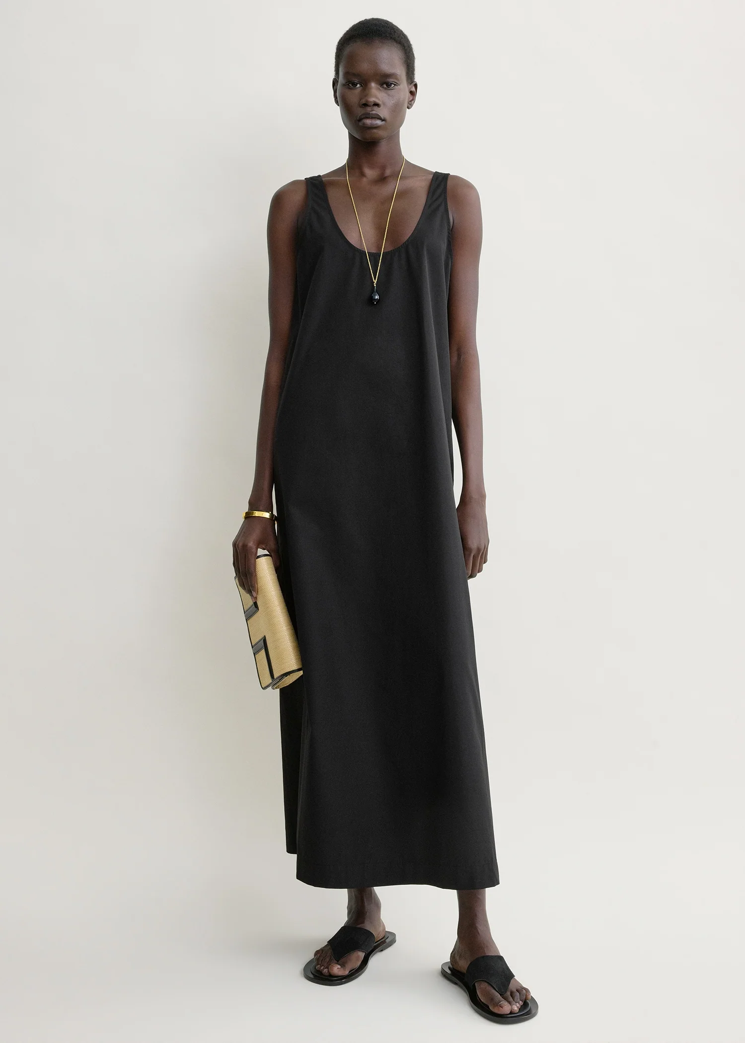 Scoop poplin dress black - Image 2