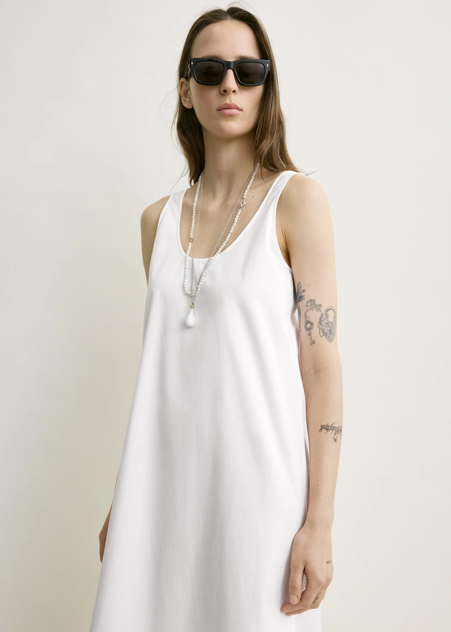 Scoop poplin dress white - Image 4