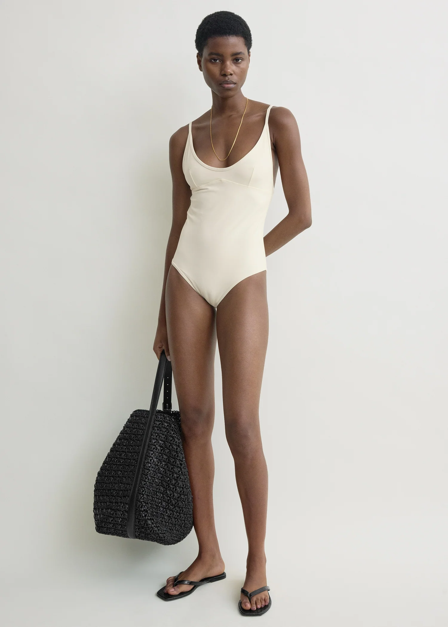 Scoop swimsuit ecru
