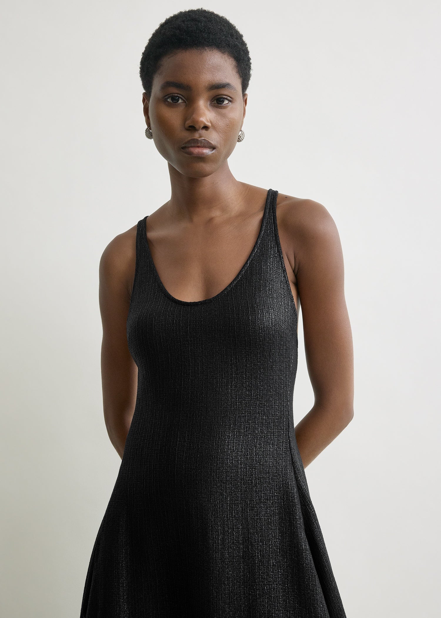 Sculpted cotton dress black - Image 4