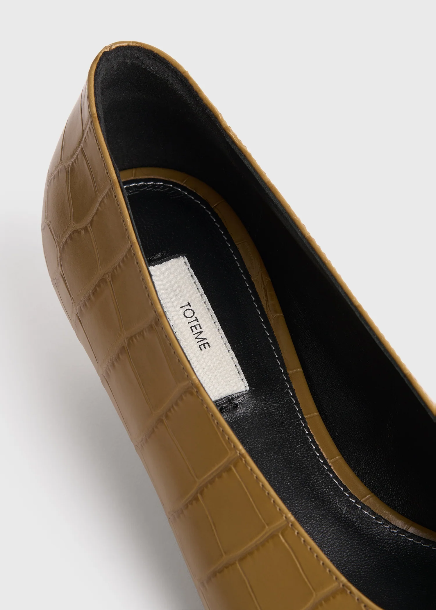 Sharp croco-embossed kitten pumps biscuit - Image 5