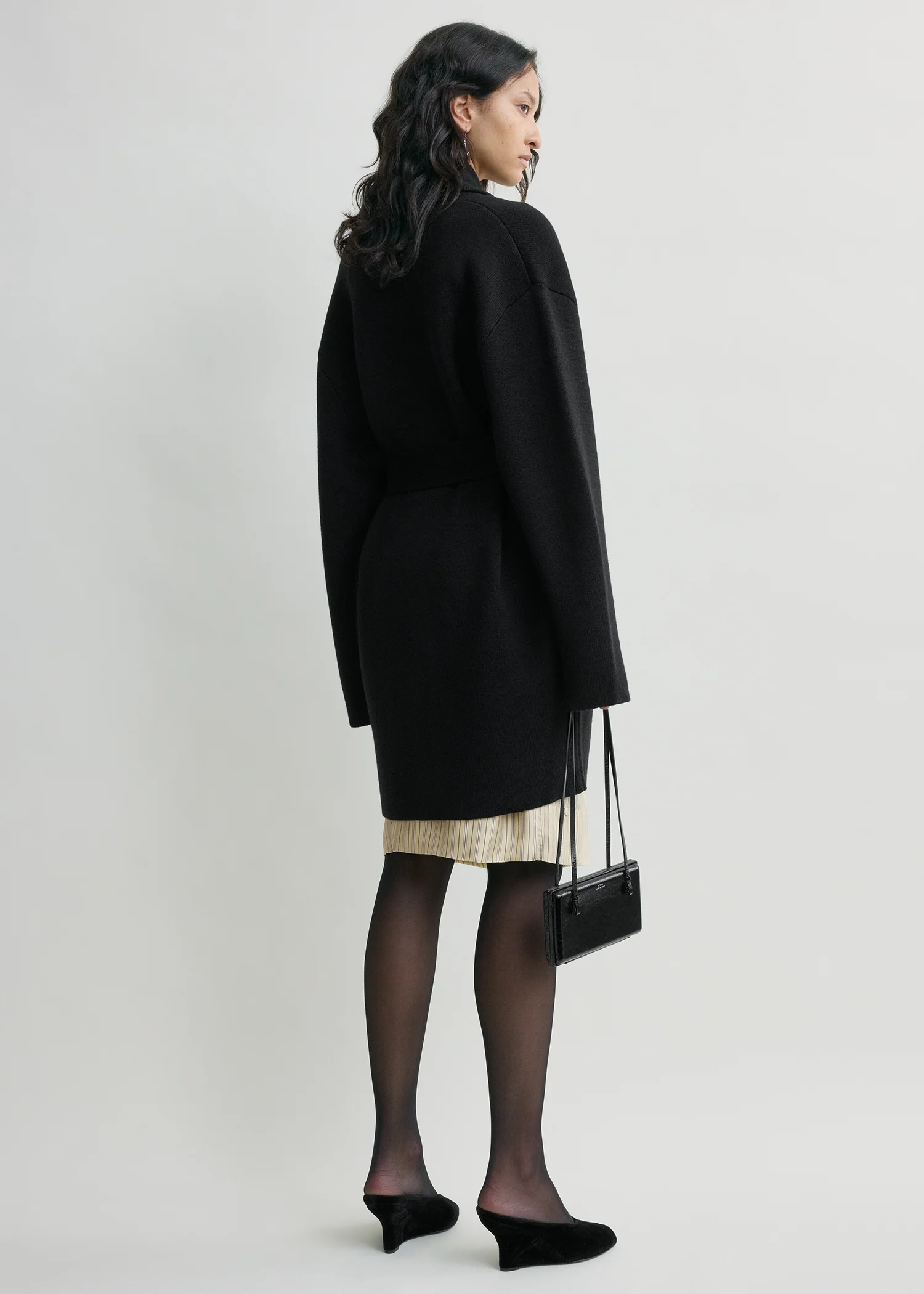 Shawl-lapel robe black petite - Image 3
