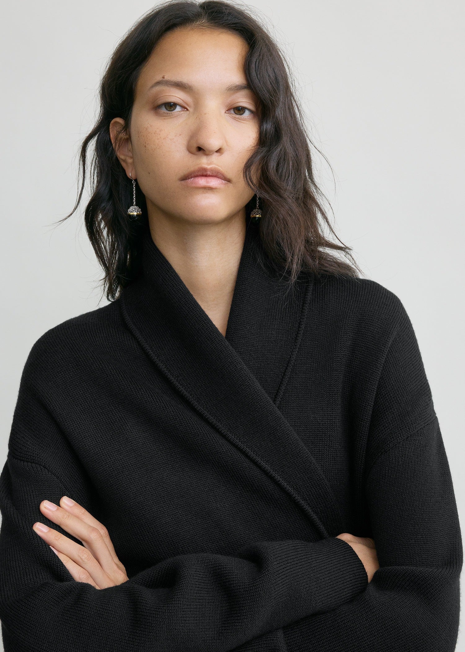 Shawl-lapel robe black petite - Image 5