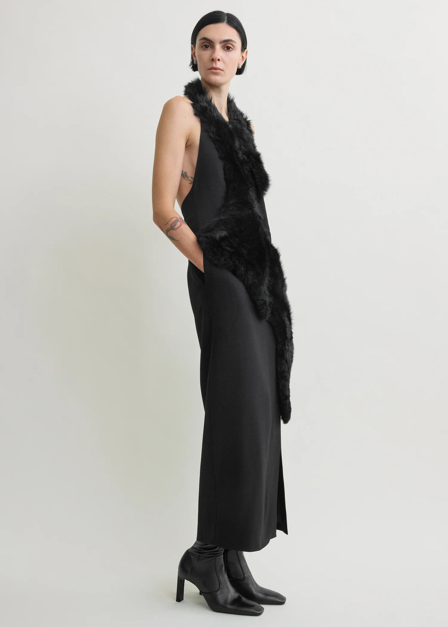 Shearling appliqué dress black - Image 2