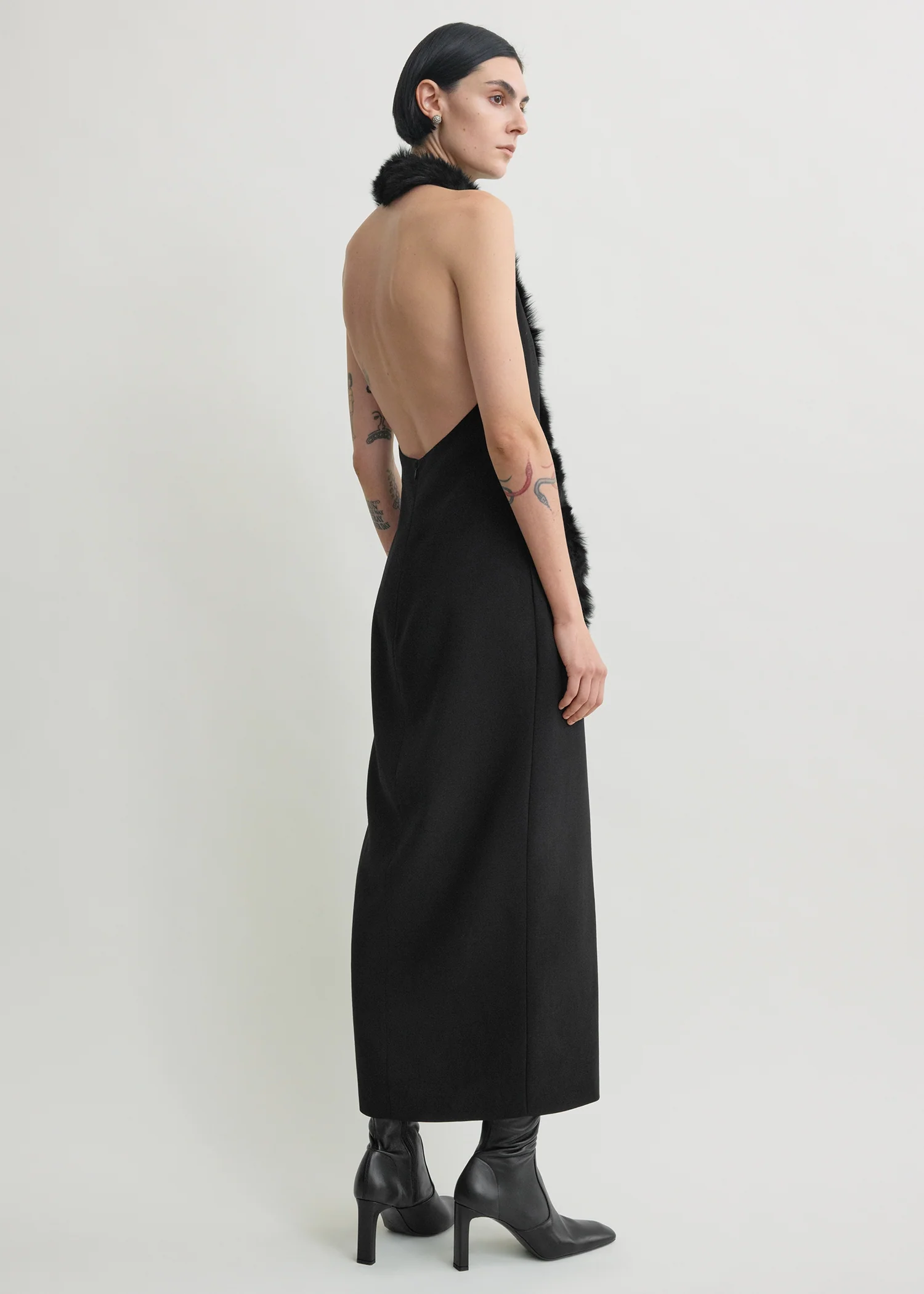 Shearling appliqué dress black - Image 3