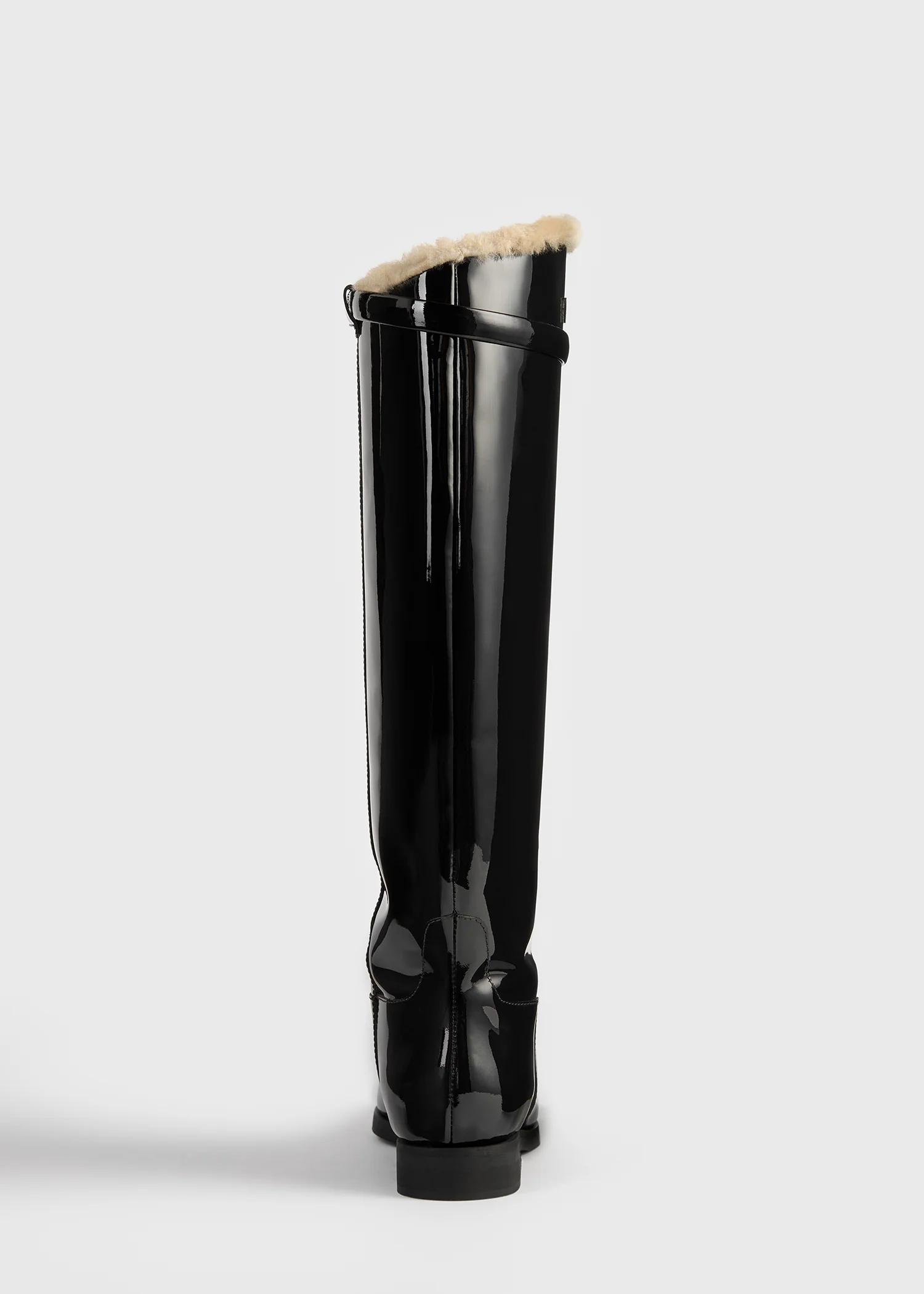 Shearling riding boots black/beige - Image 4