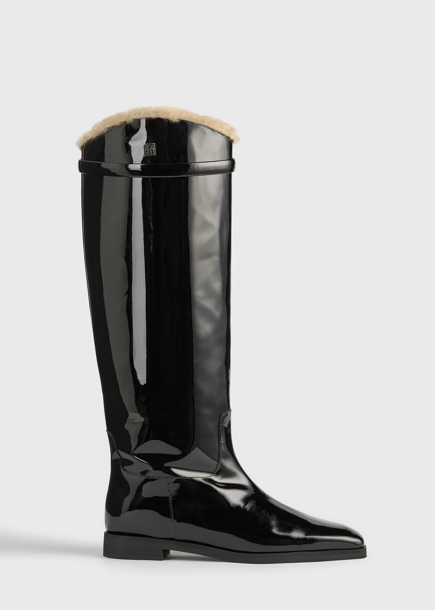 Shearling riding boots black/beige - Image 8