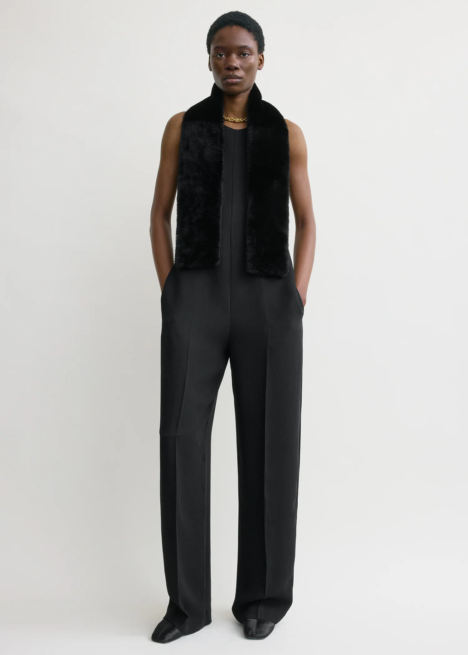 Shearling tuxedo scarf black - Image 2