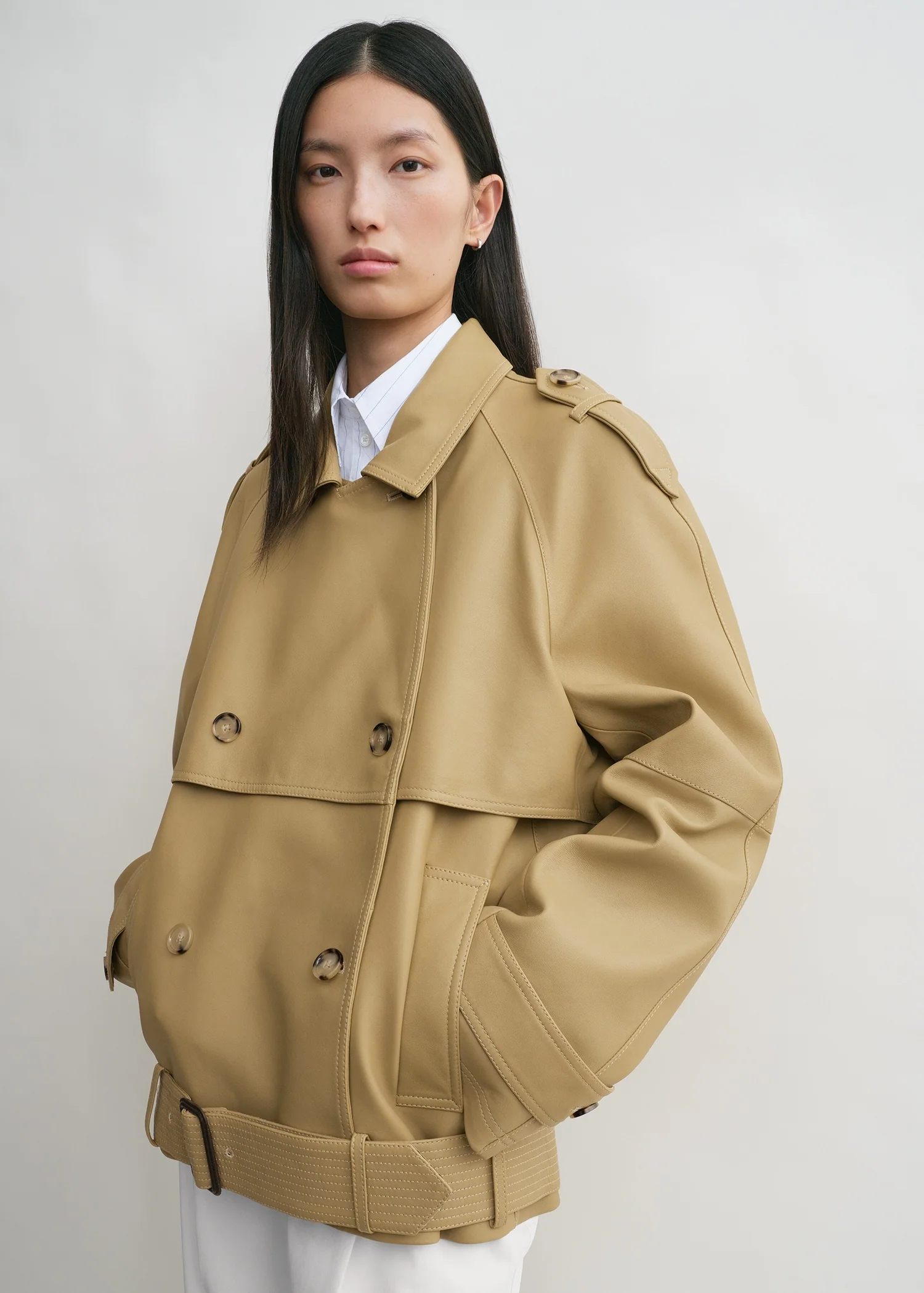 Short leather trench desert - Image 4