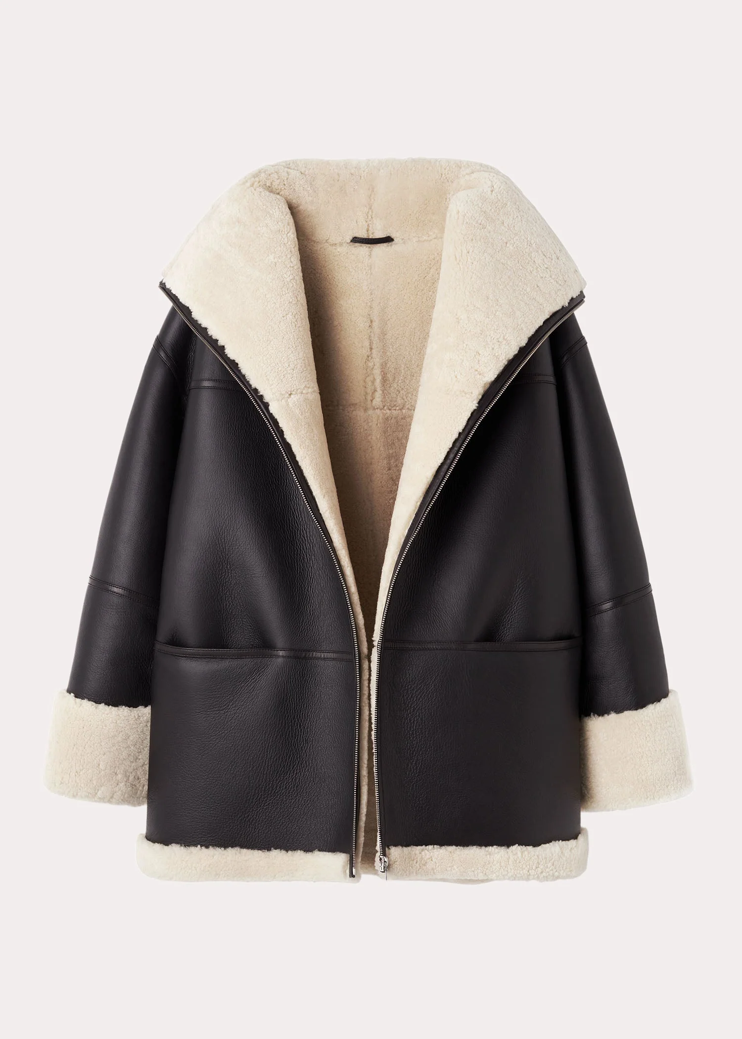 Signature shearling jacket black/off-white - Image 6