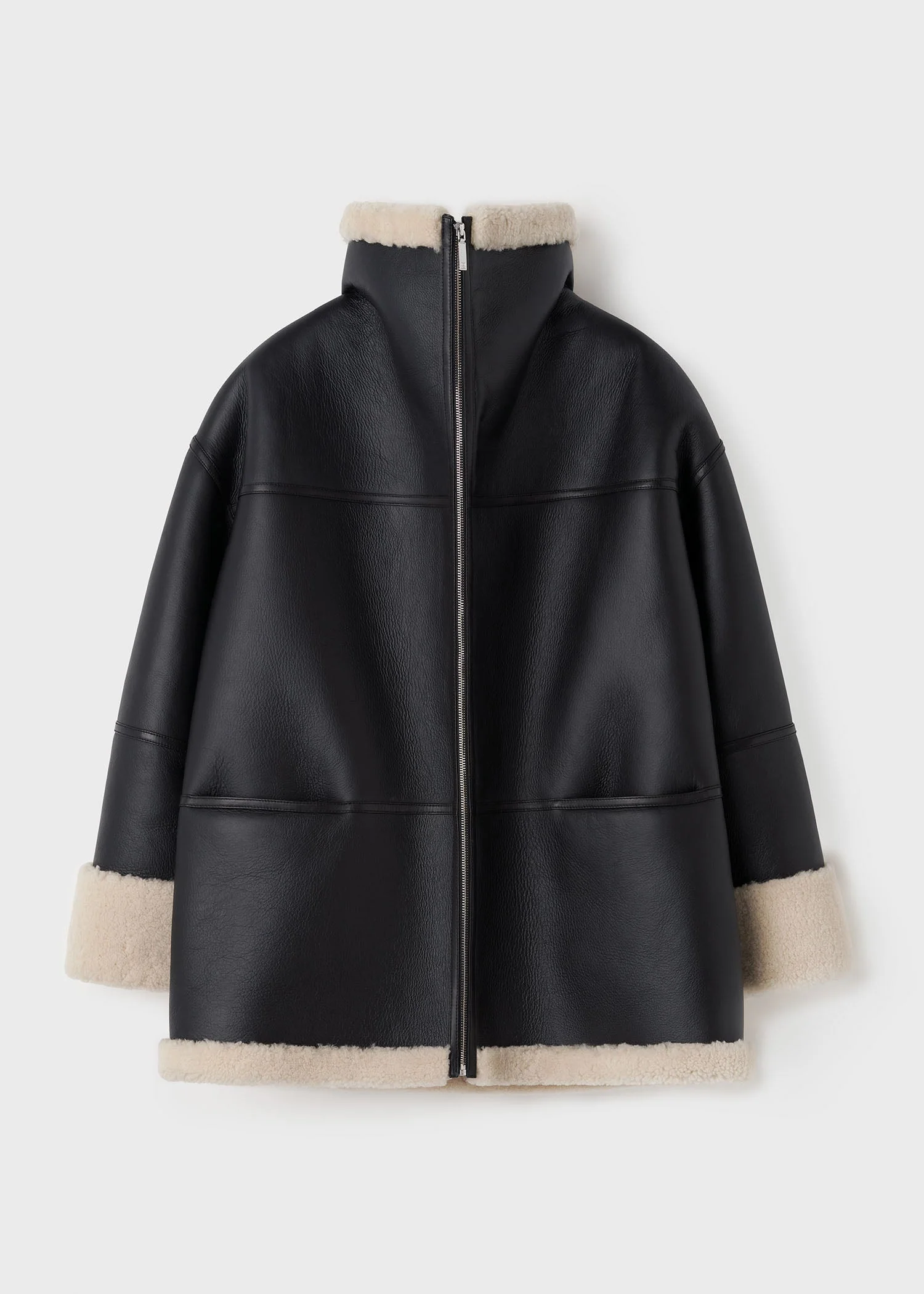 Signature shearling jacket black/off-white - Image 7