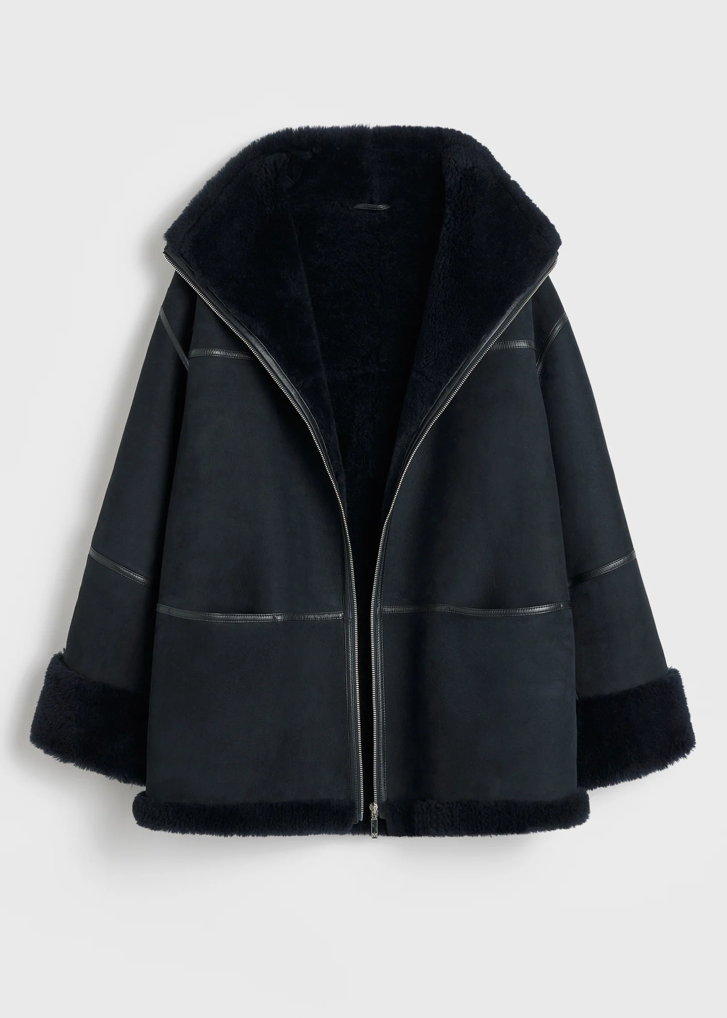 Signature shearling jacket navy - Image 6