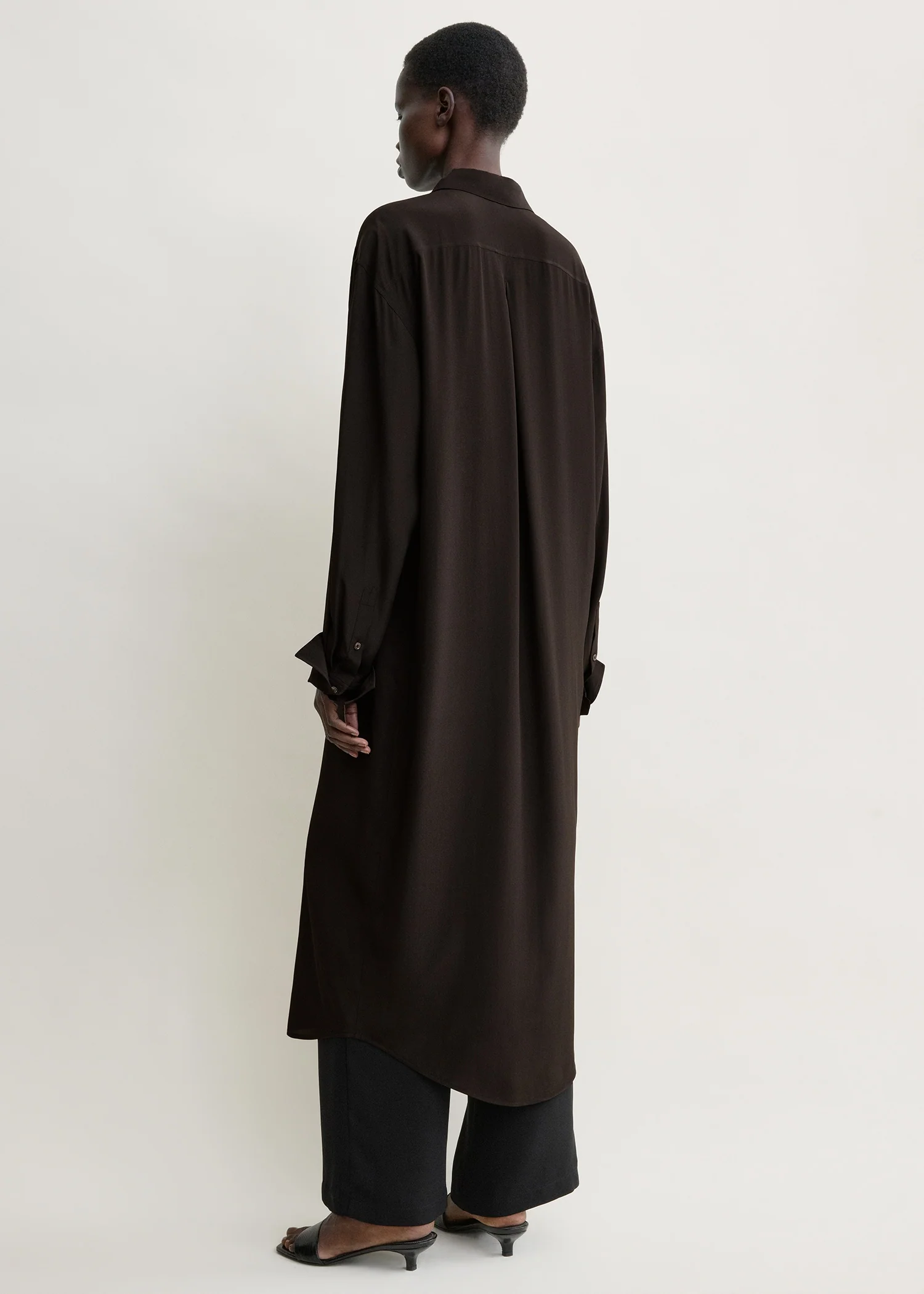 Silk shirtdress brown - Image 3