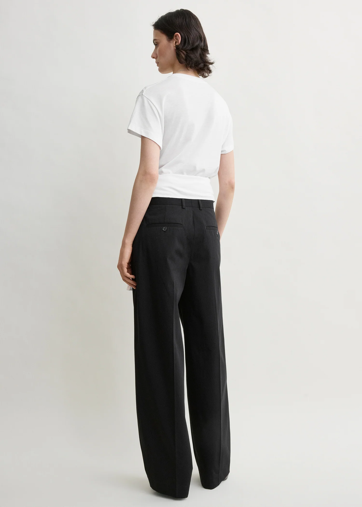 Single pleat cotton trousers black - Image 3