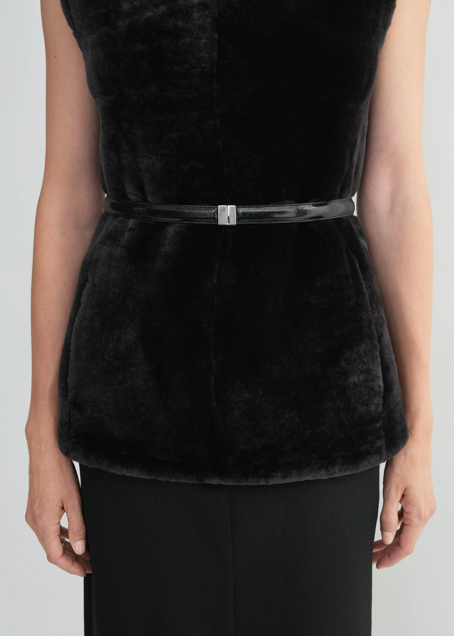 Slide clasp naplack-leather belt black - Image 2