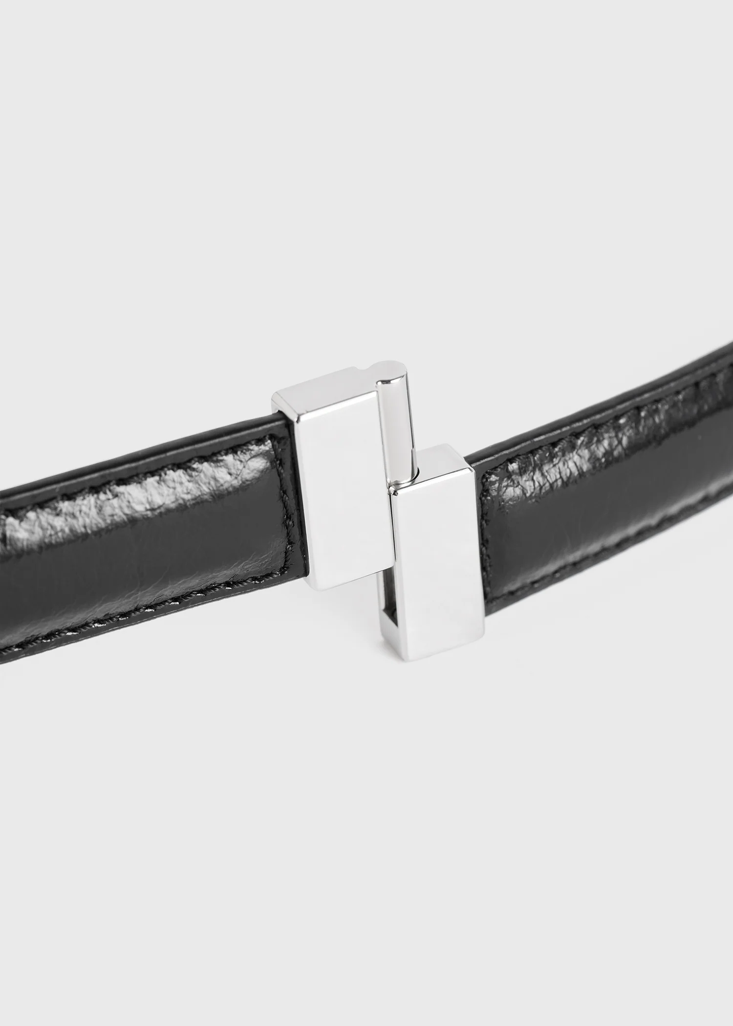 Slide clasp naplack-leather belt black - Image 6