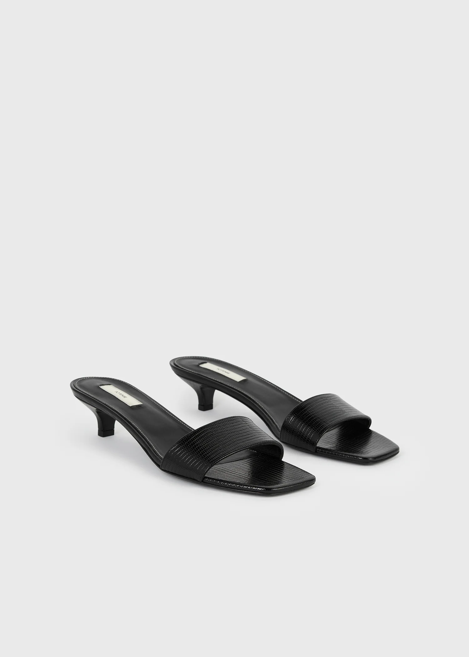 Slim lizard-embossed bandeau mules black - Image 4