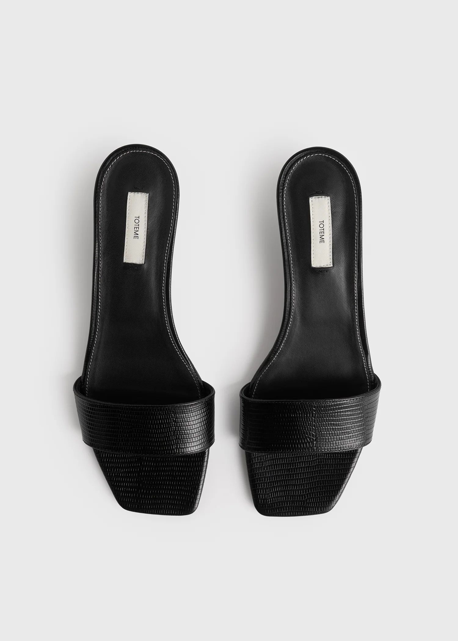 Slim lizard-embossed bandeau mules black - Image 5